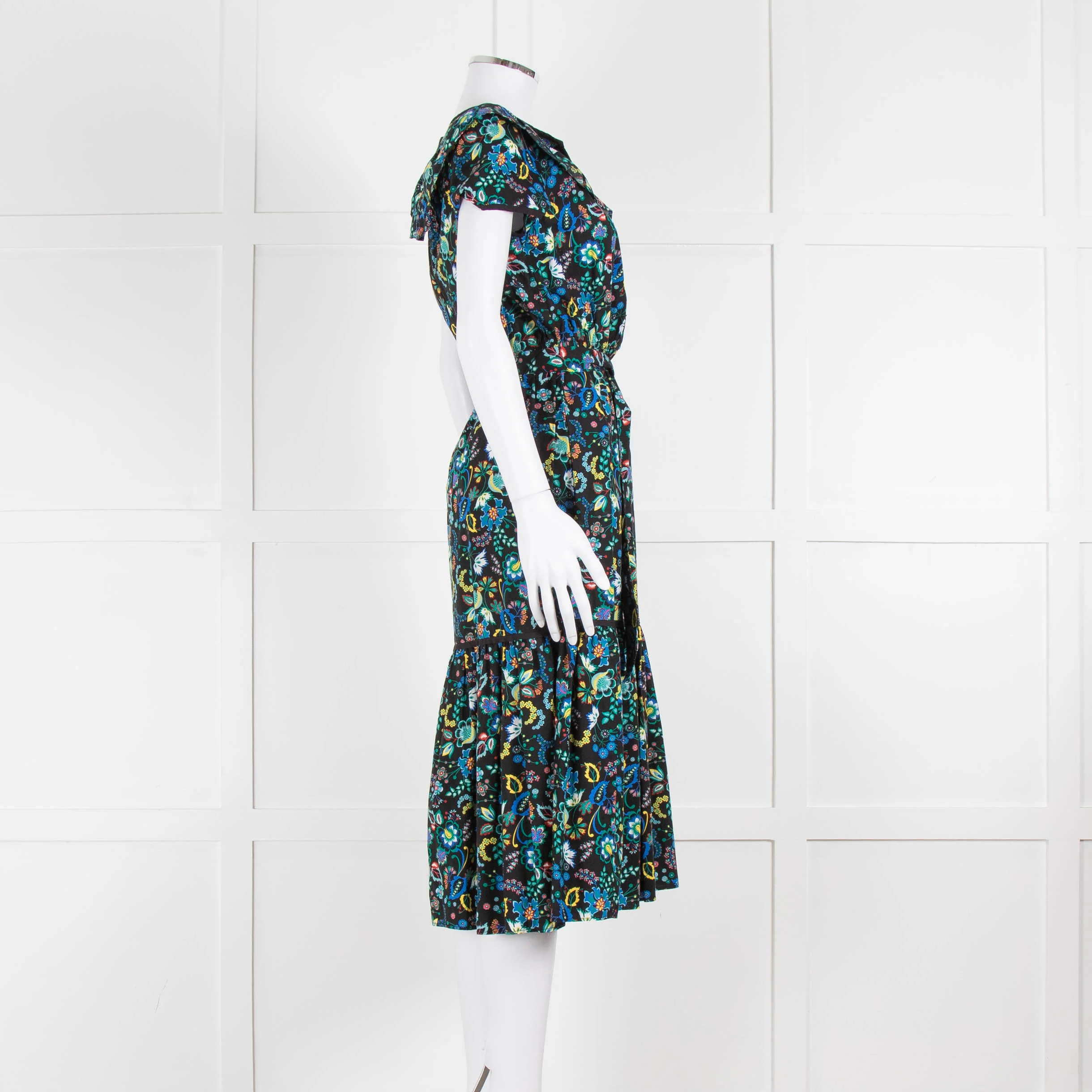 Cefinn Black Multi Colour Floral Cotton Belted Dress - Image 3