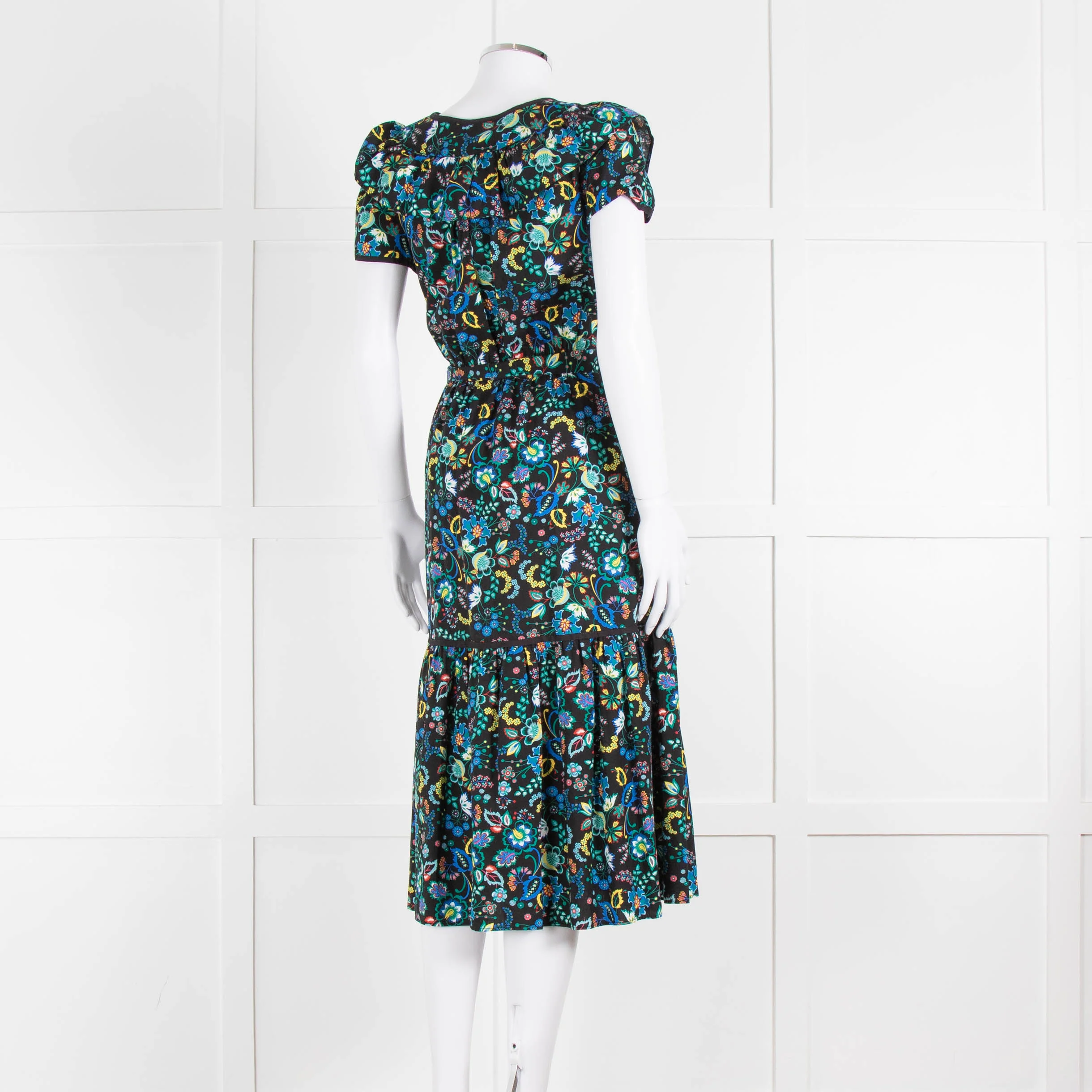 Cefinn Black Multi Colour Floral Cotton Belted Dress - Image 4