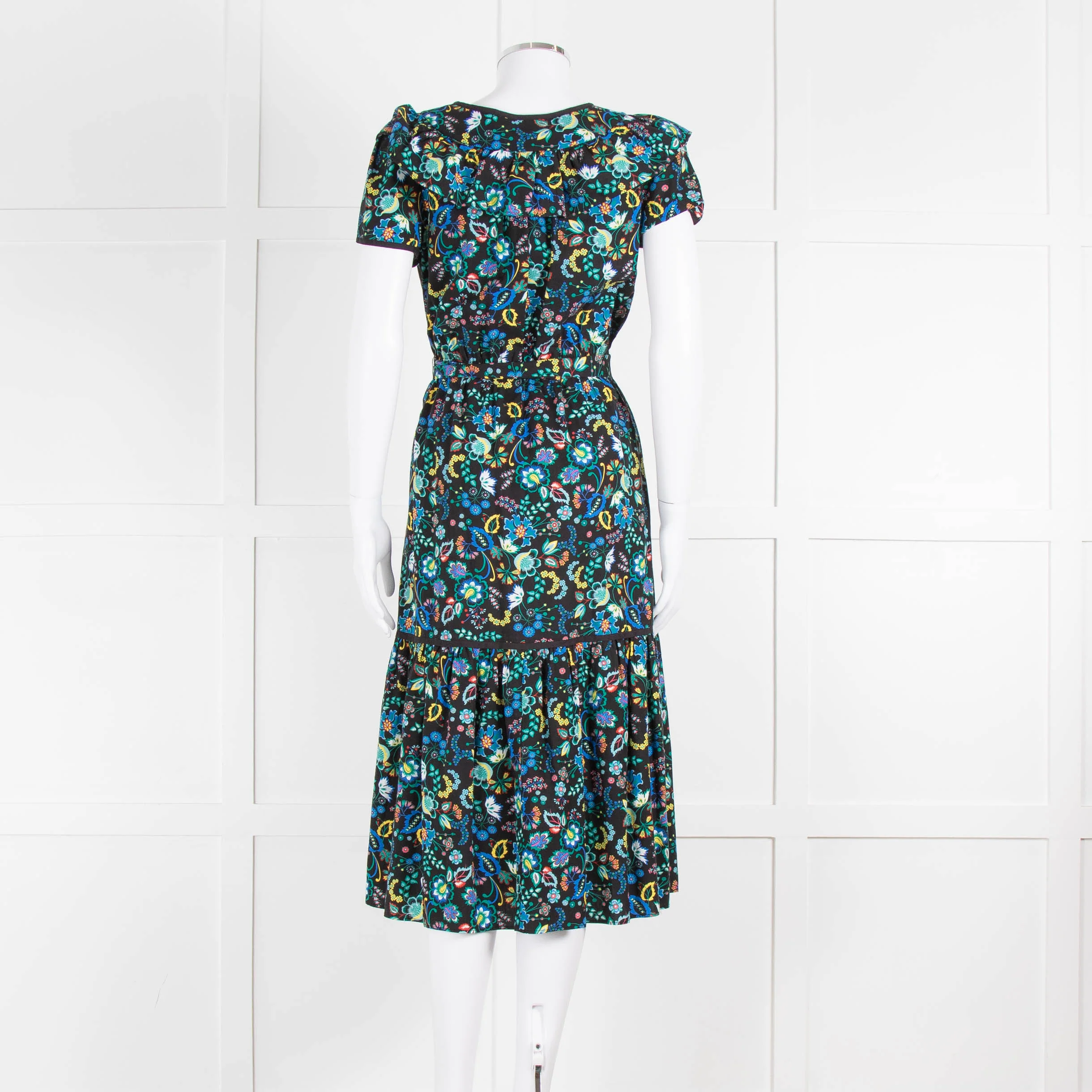 Cefinn Black Multi Colour Floral Cotton Belted Dress - Image 5
