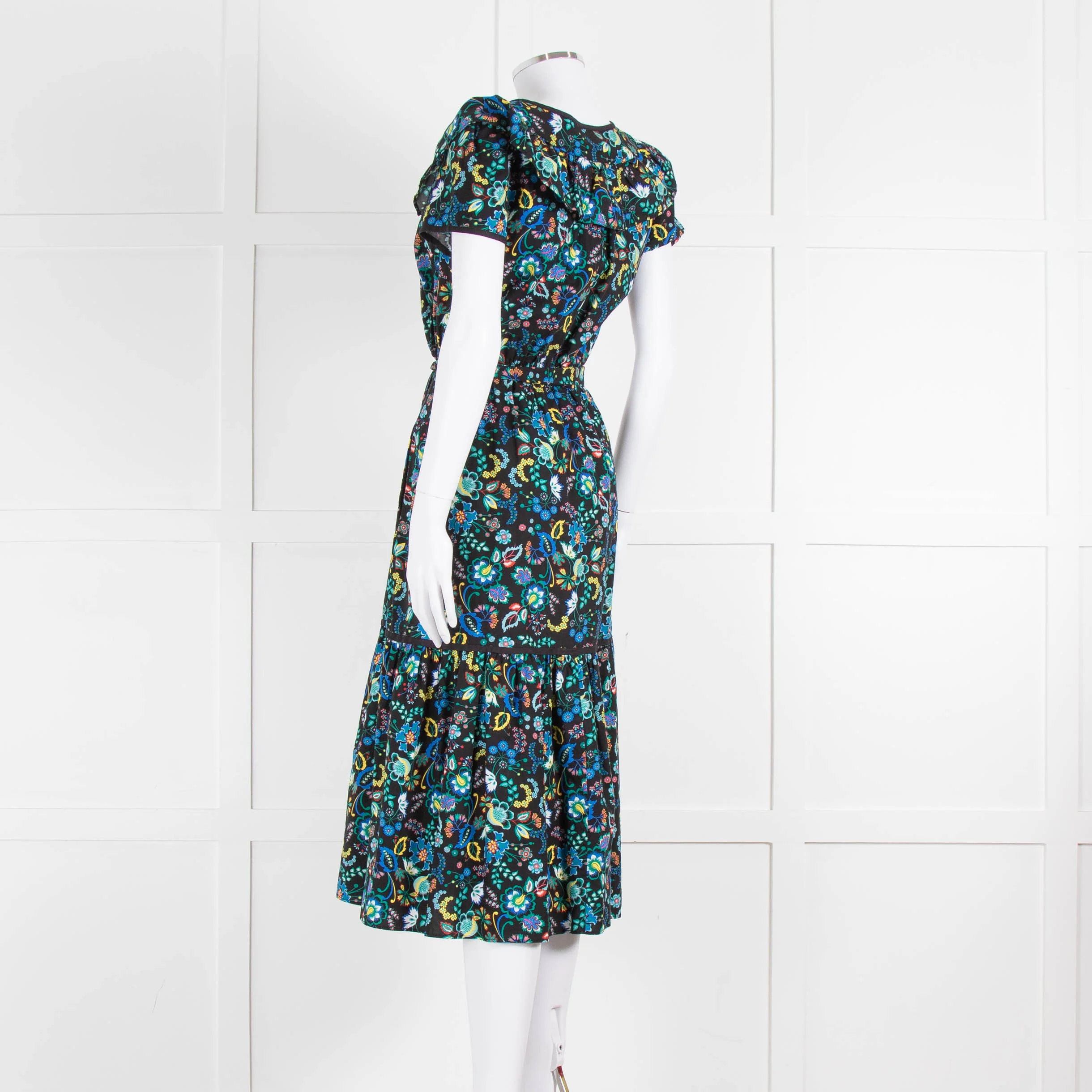 Cefinn Black Multi Colour Floral Cotton Belted Dress - Image 6
