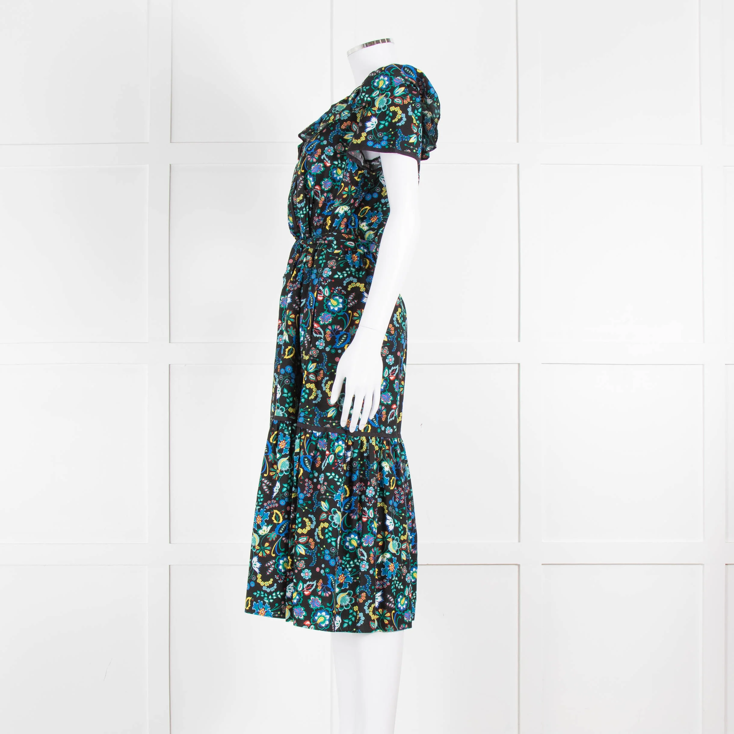 Cefinn Black Multi Colour Floral Cotton Belted Dress - Image 7