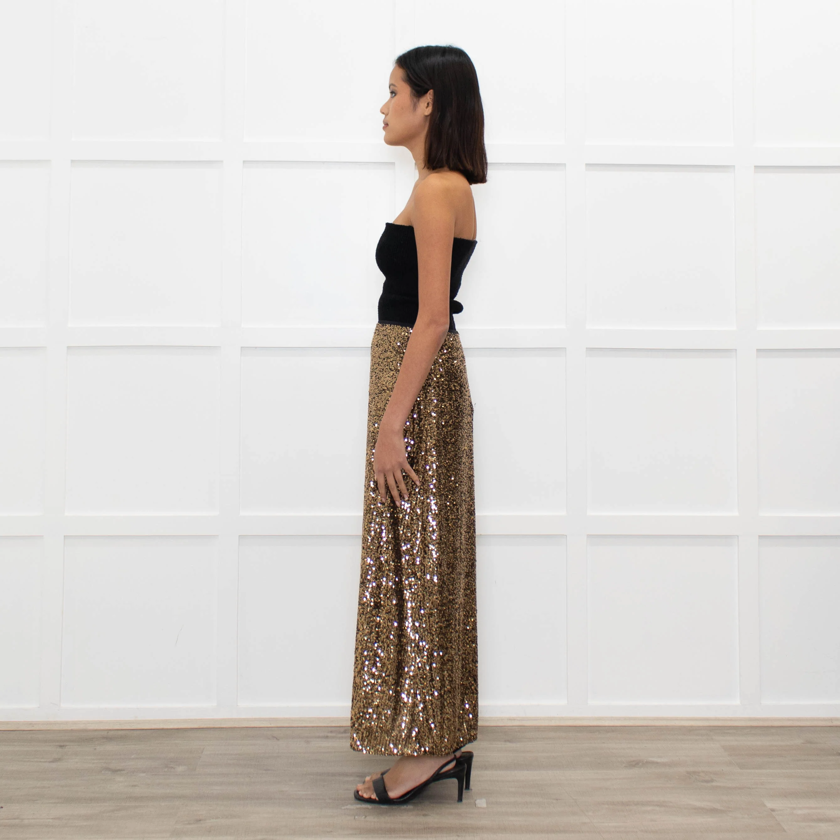 Cefinn Gold Sequin Midi Skirt - Image 6
