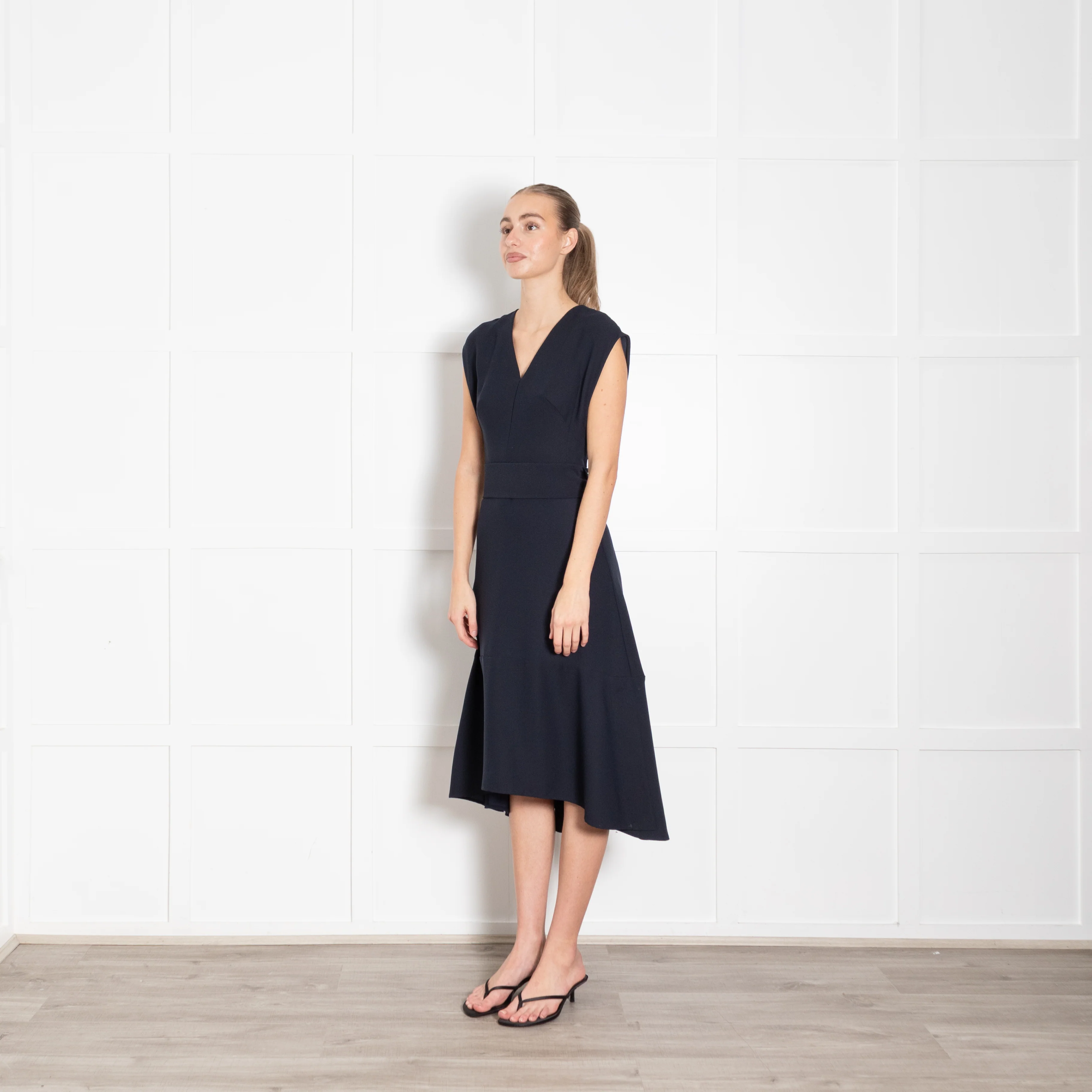 Cefinn Navy Sleeveless Wrap Waist Midi Dress - Image 3