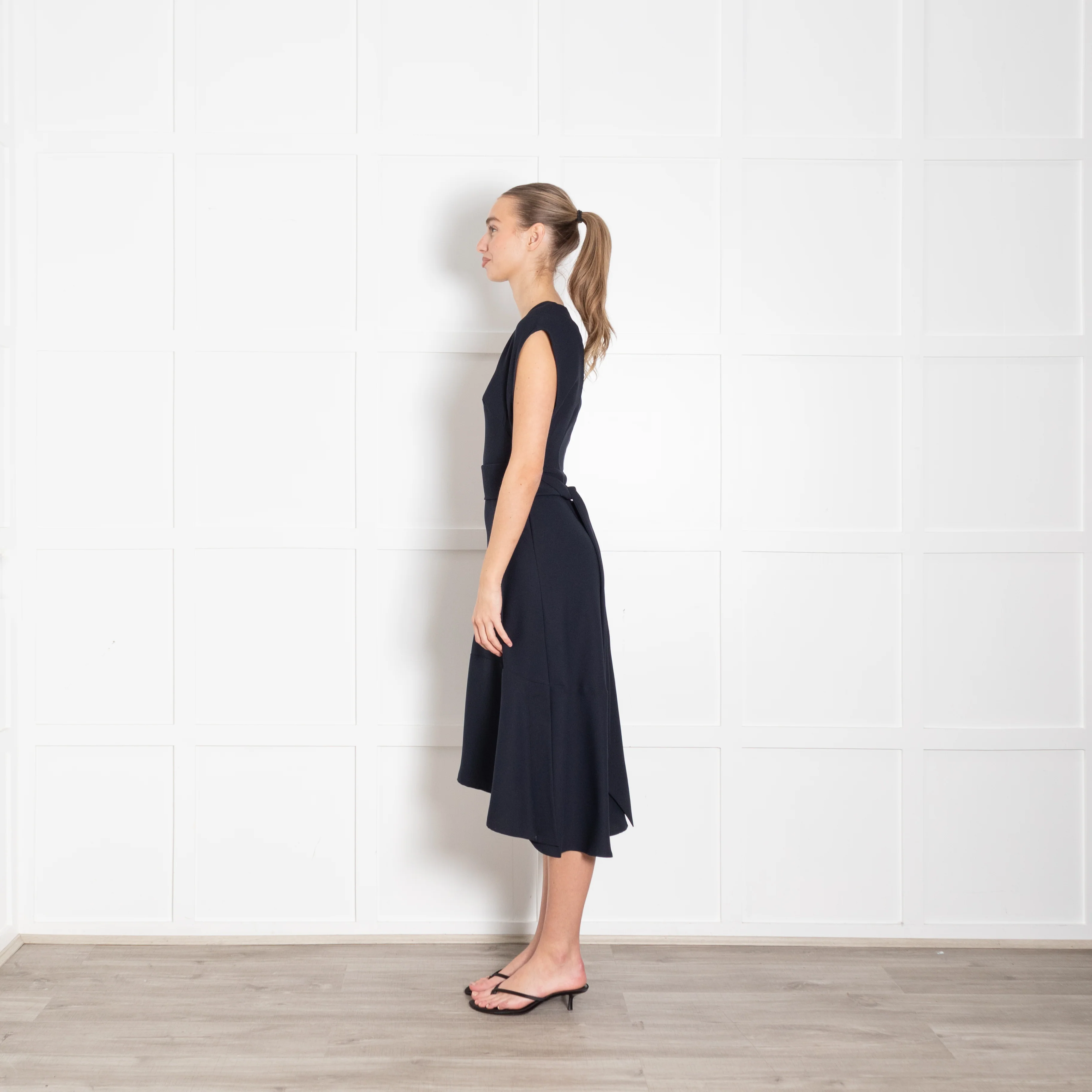 Cefinn Navy Sleeveless Wrap Waist Midi Dress - Image 4