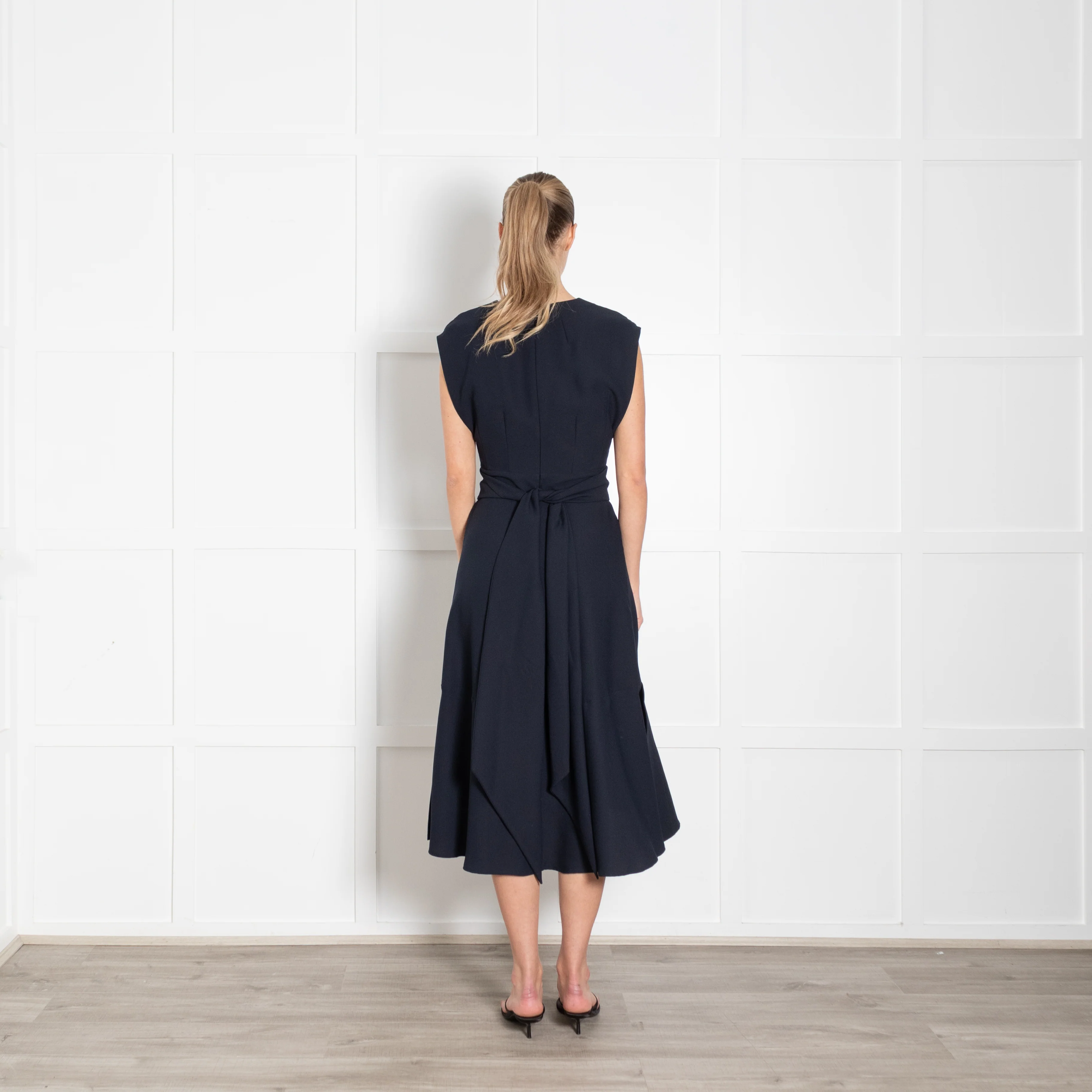 Cefinn Navy Sleeveless Wrap Waist Midi Dress - Image 5