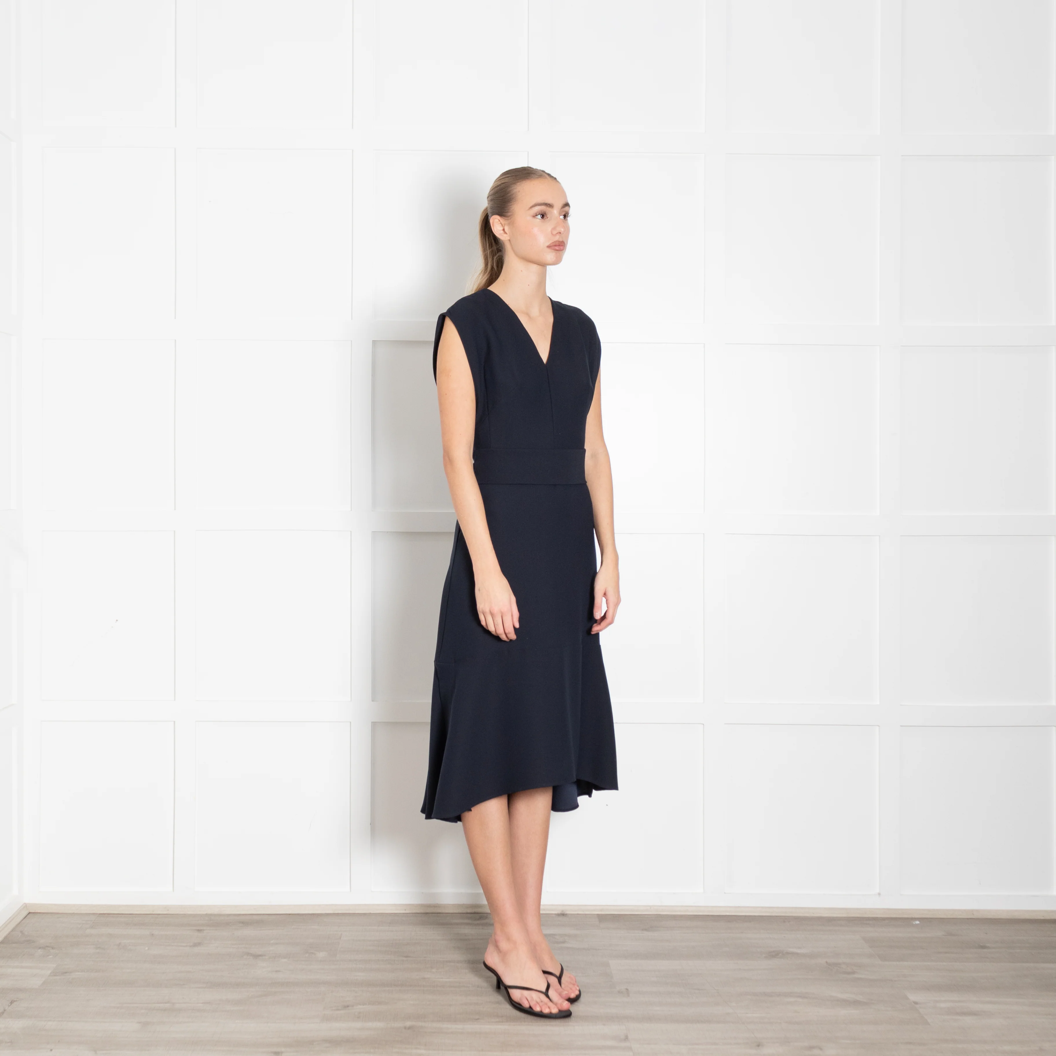 Cefinn Navy Sleeveless Wrap Waist Midi Dress - Image 7