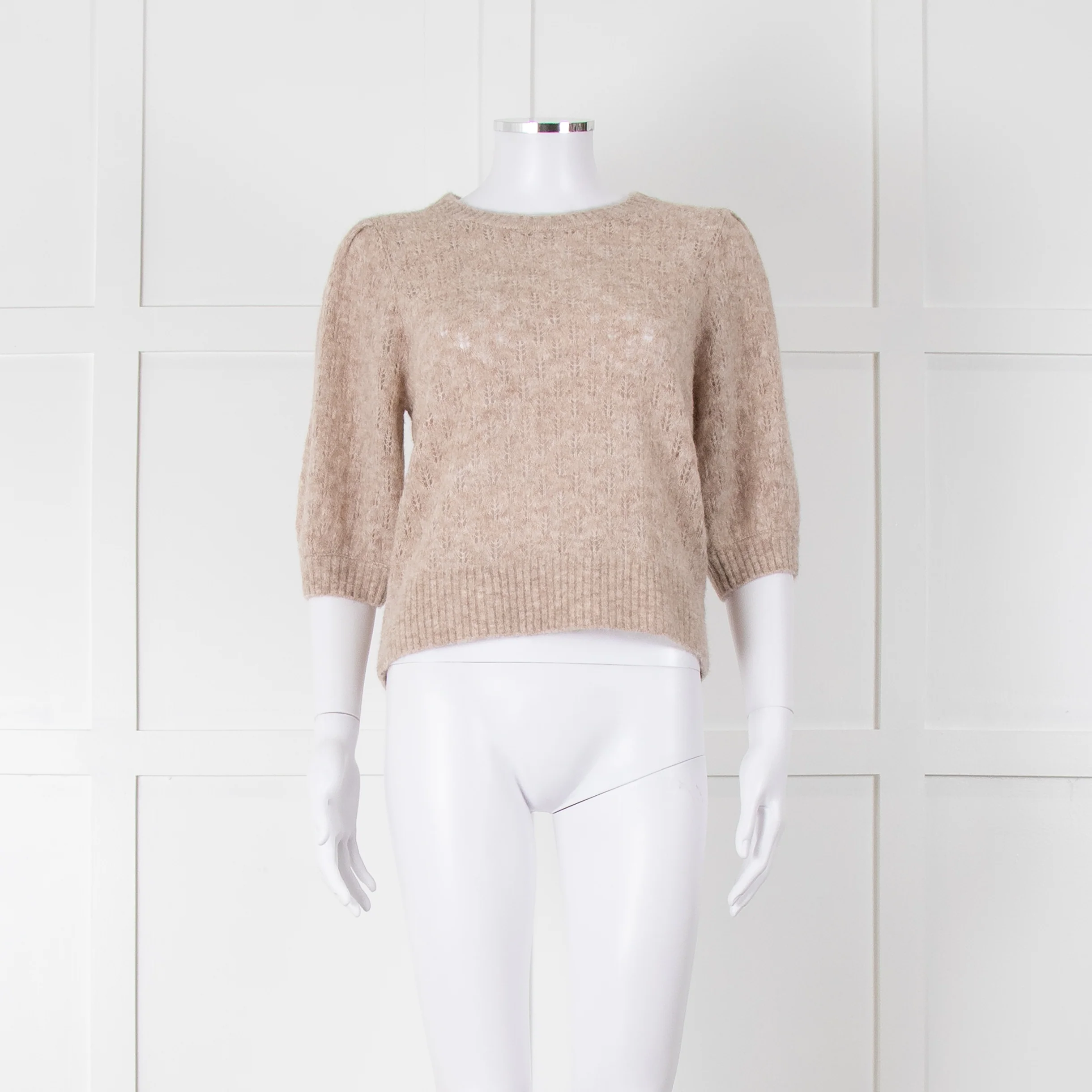 Cefinn Oatmeal Short Sleeve Alpaca Jumper