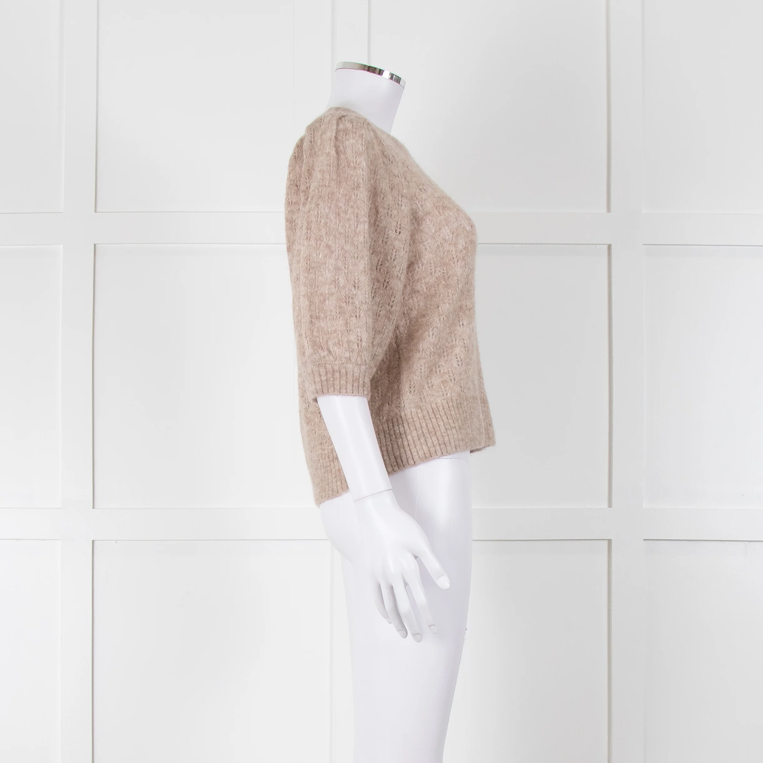 Cefinn Oatmeal Short Sleeve Alpaca Jumper - Image 3