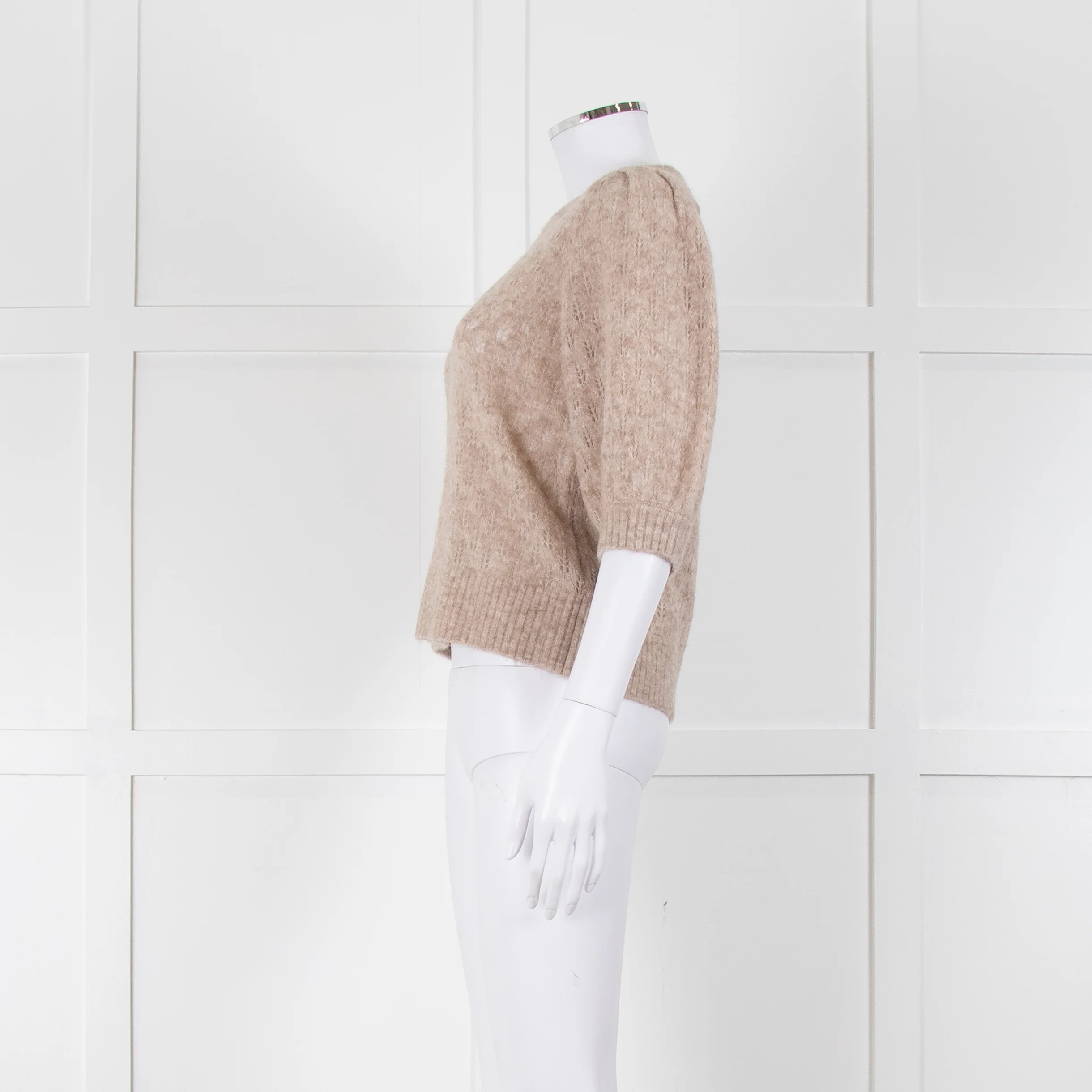 Cefinn Oatmeal Short Sleeve Alpaca Jumper - Image 7