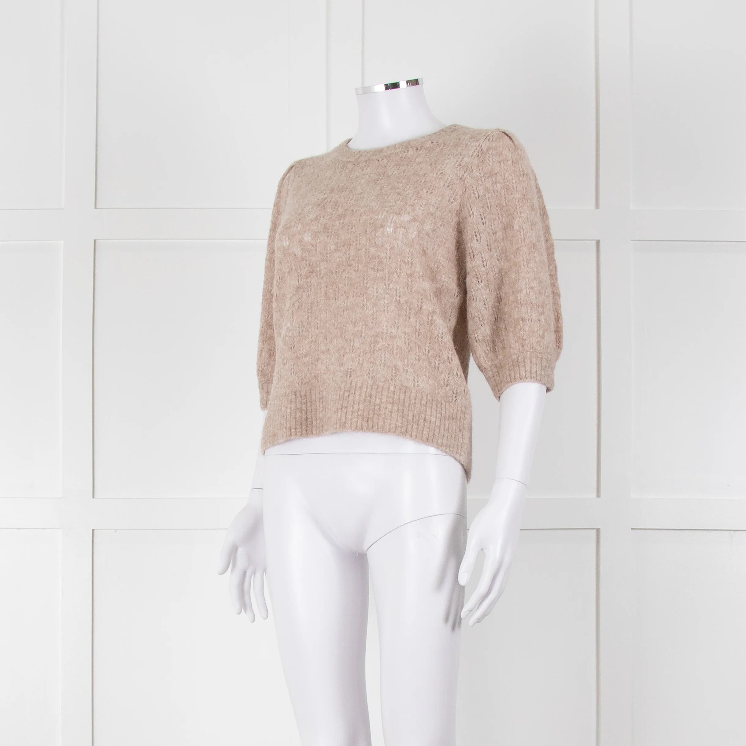 Cefinn Oatmeal Short Sleeve Alpaca Jumper - Image 8