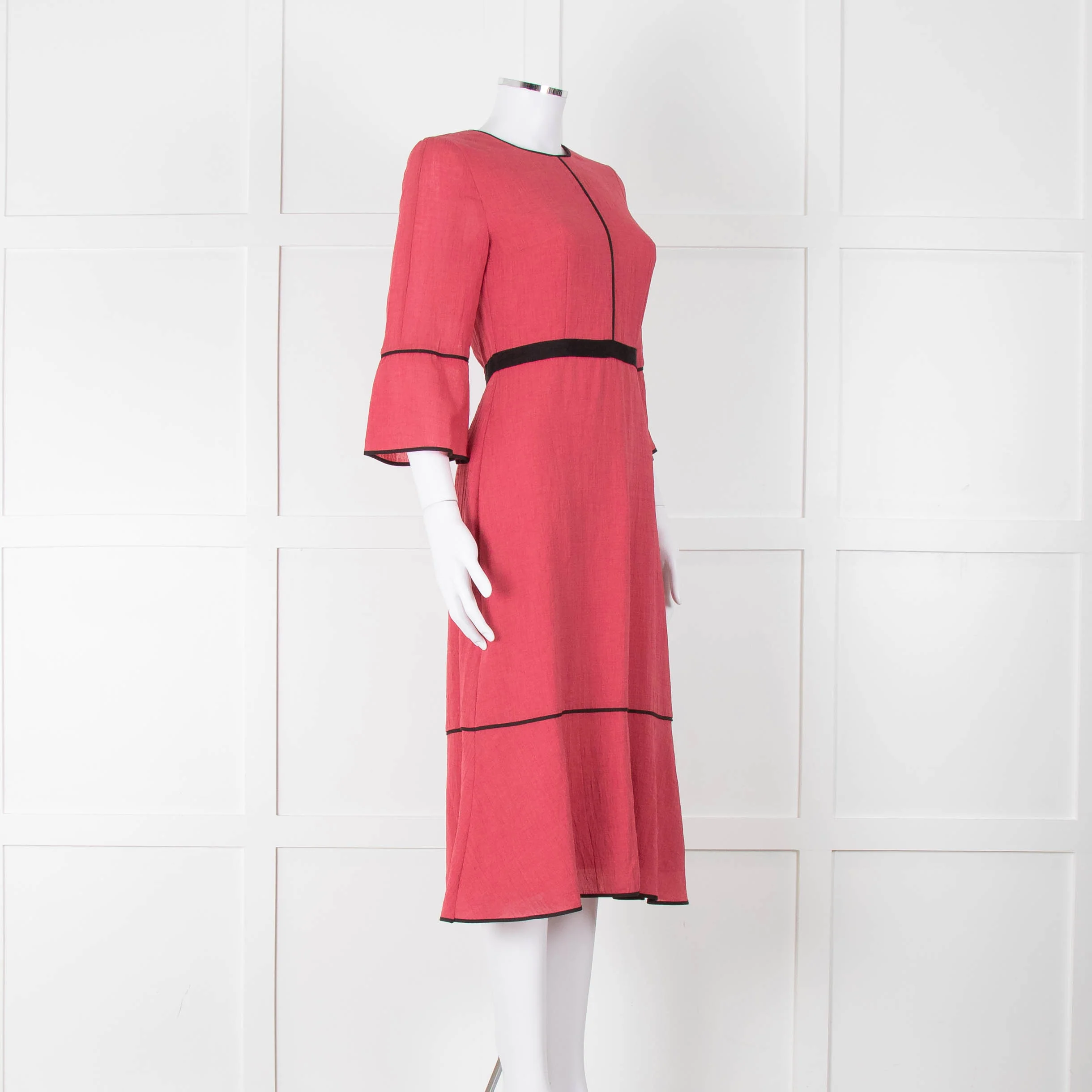 Cefinn Salmon Pink Black Trim Midi Dress - Image 2