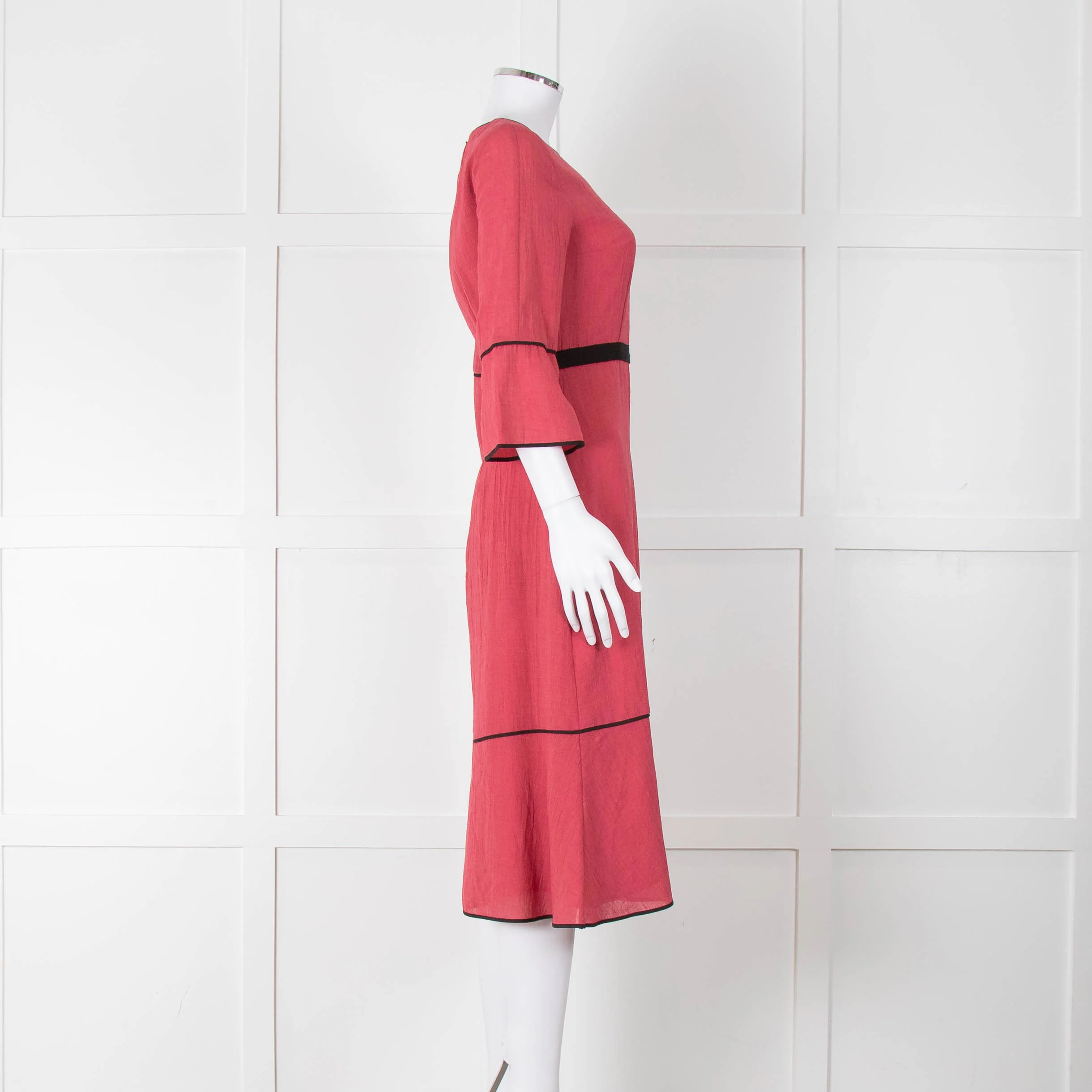 Cefinn Salmon Pink Black Trim Midi Dress - Image 3