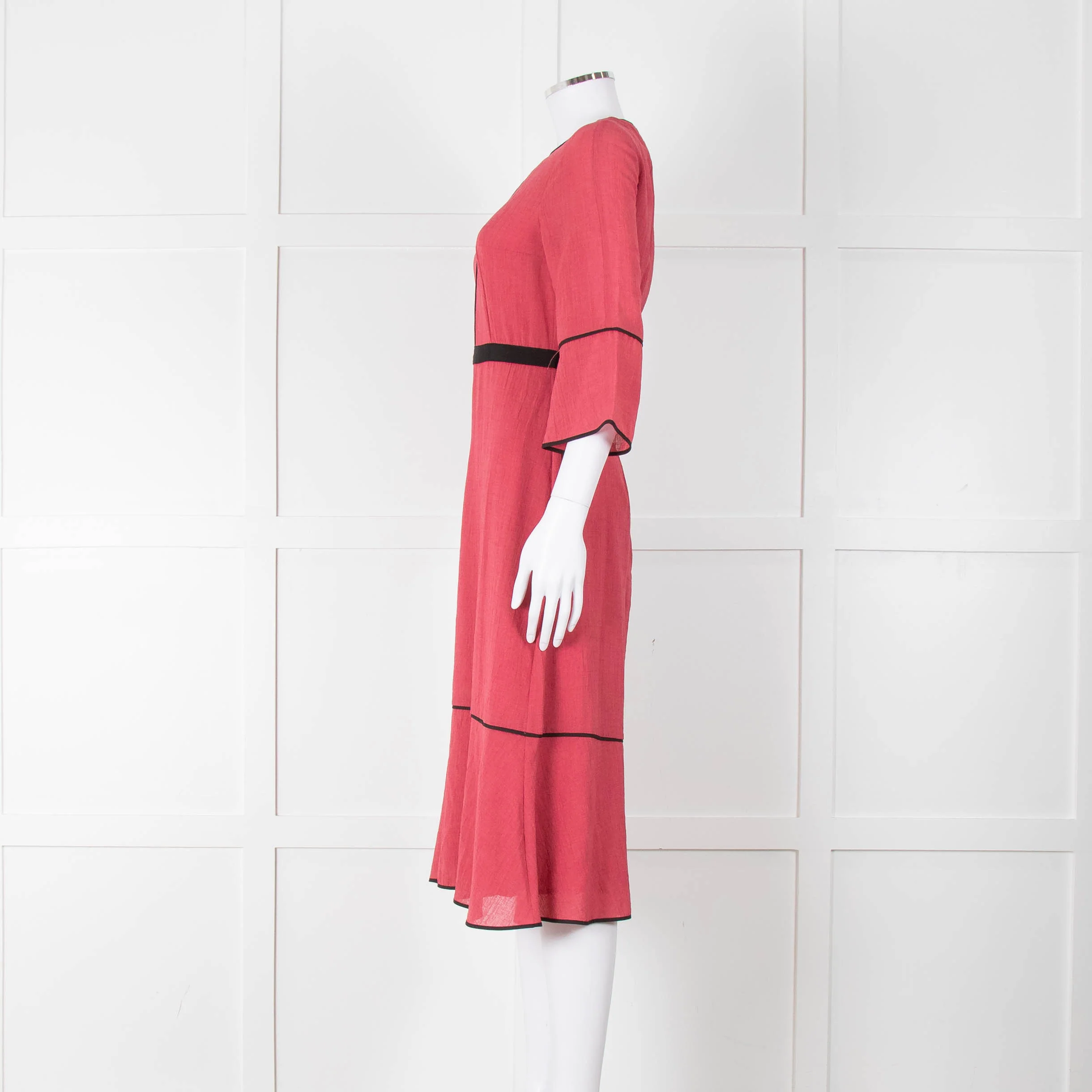 Cefinn Salmon Pink Black Trim Midi Dress - Image 7