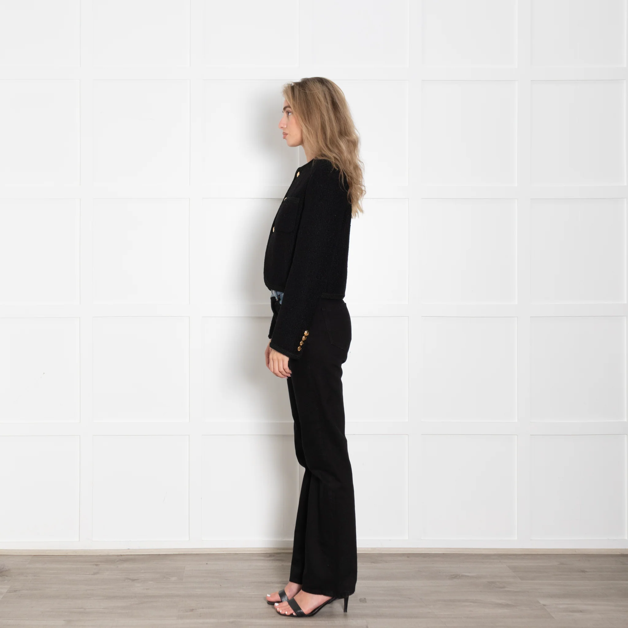 Celine Black Boucle Jacket With Gold Buttons - Image 4