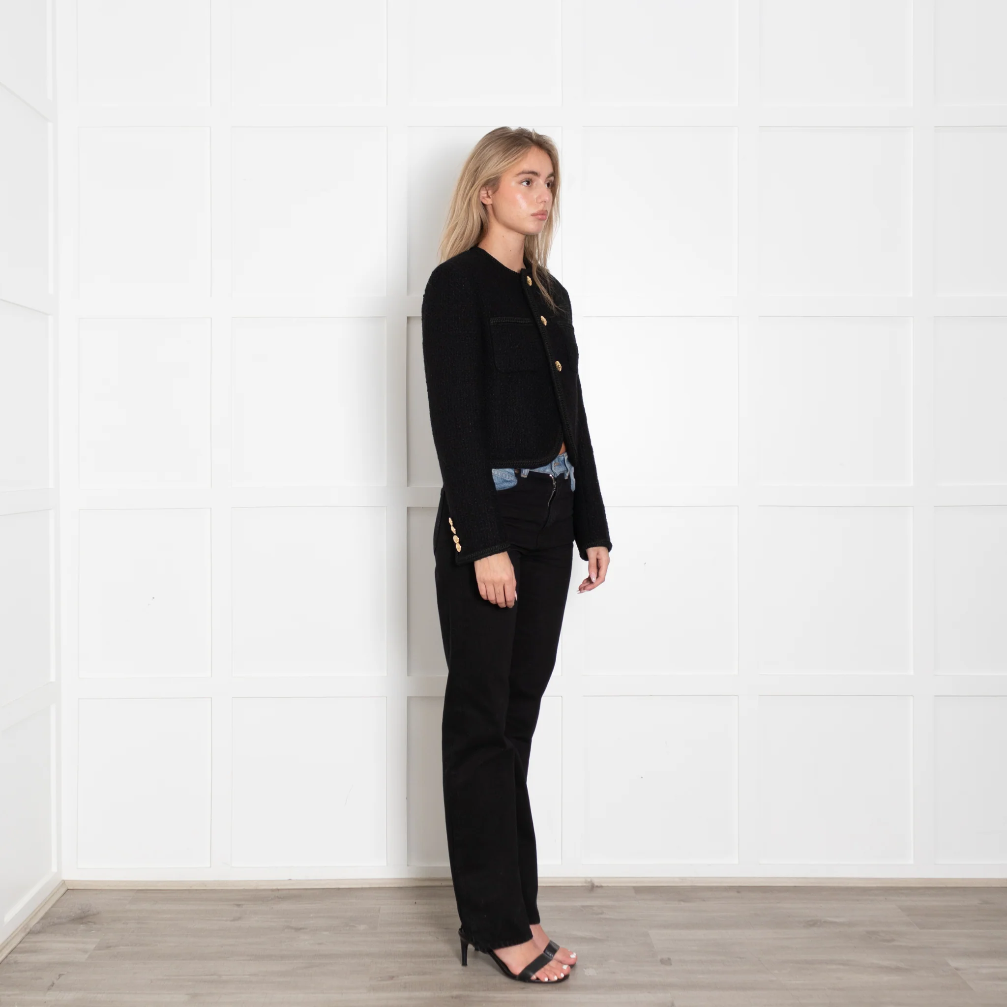 Celine Black Boucle Jacket With Gold Buttons - Image 7