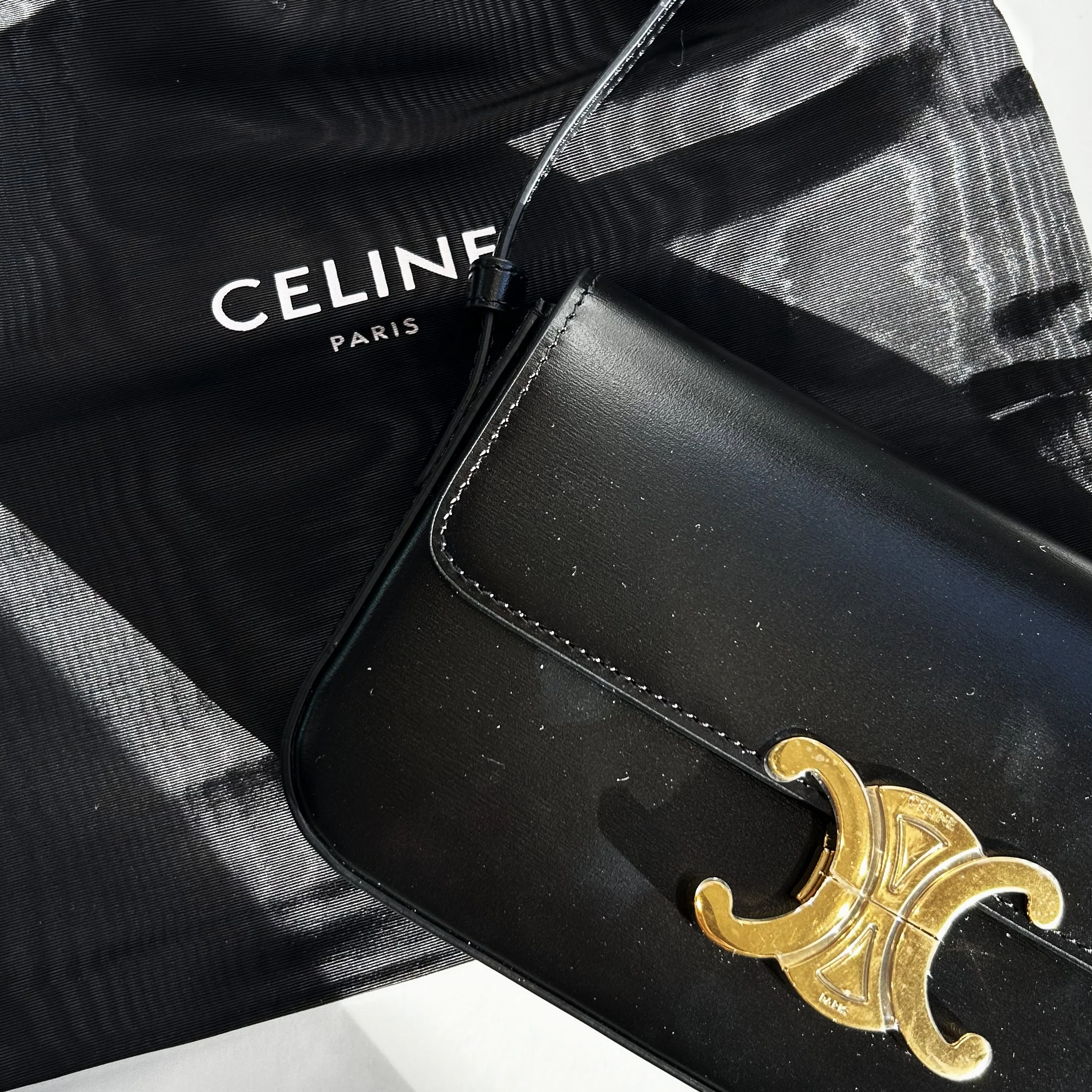 Celine Black Calf Skin Claude Shoulder Bag - Image 11