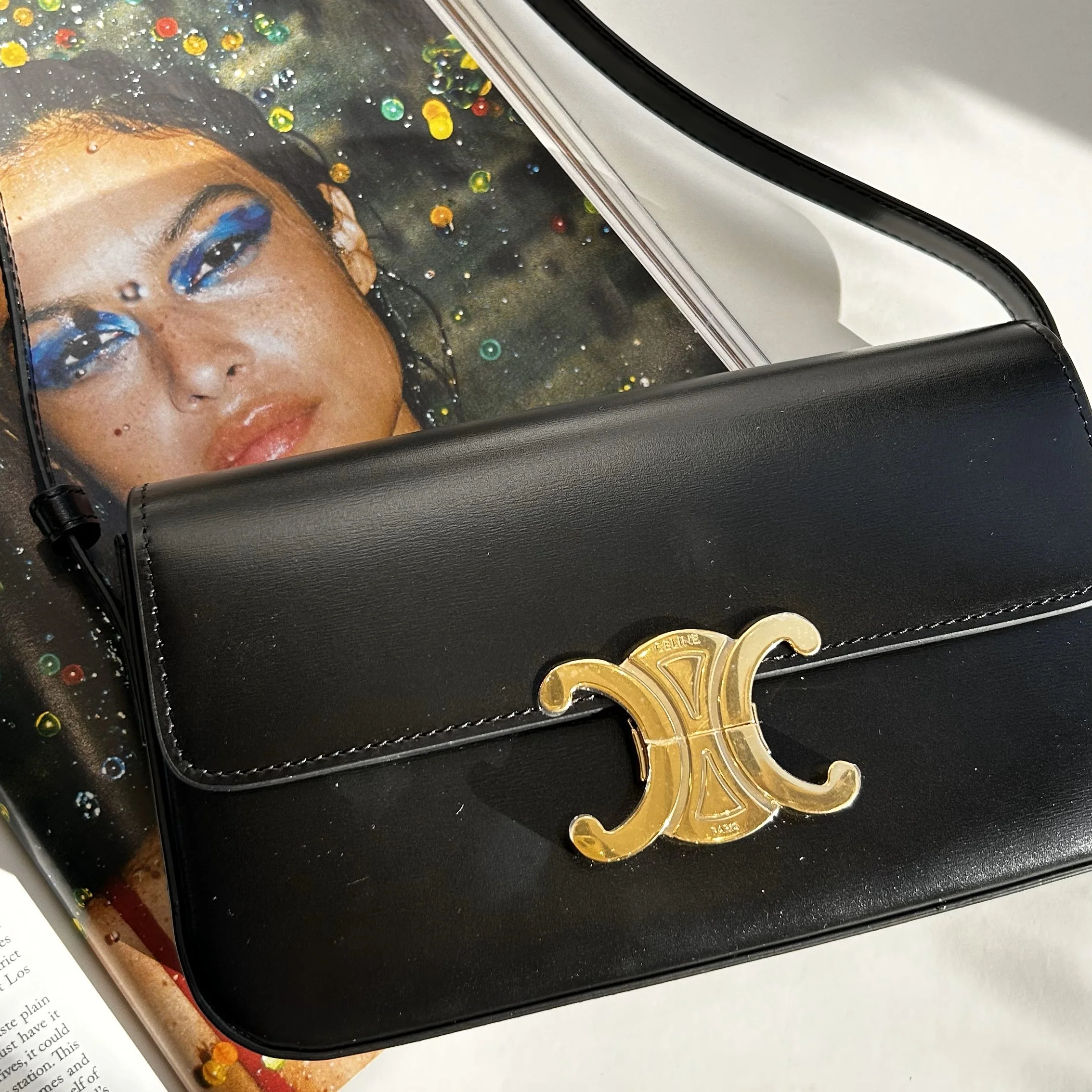 Celine Black Calf Skin Claude Shoulder Bag - Image 13