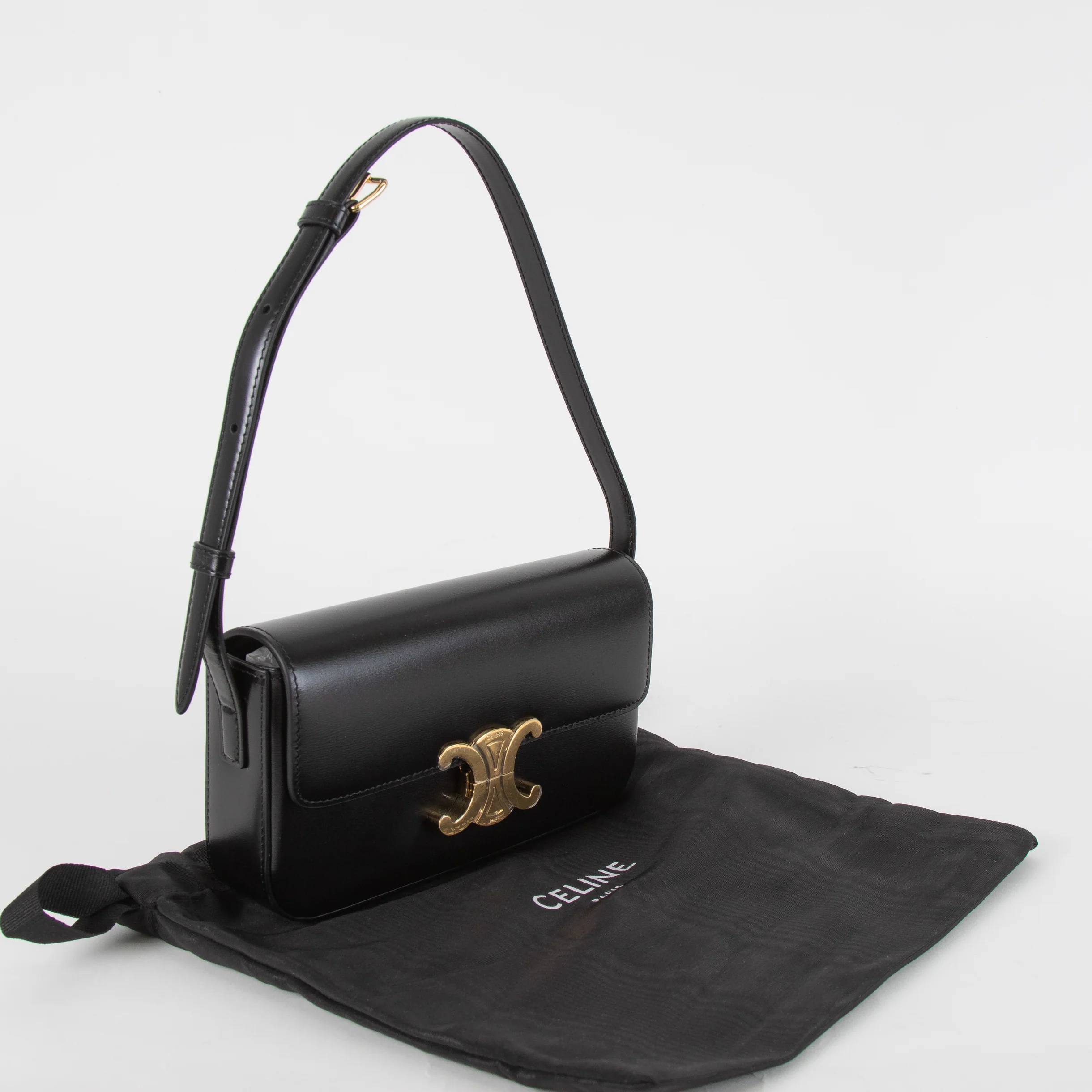Celine Black Calf Skin Claude Shoulder Bag - Image 3