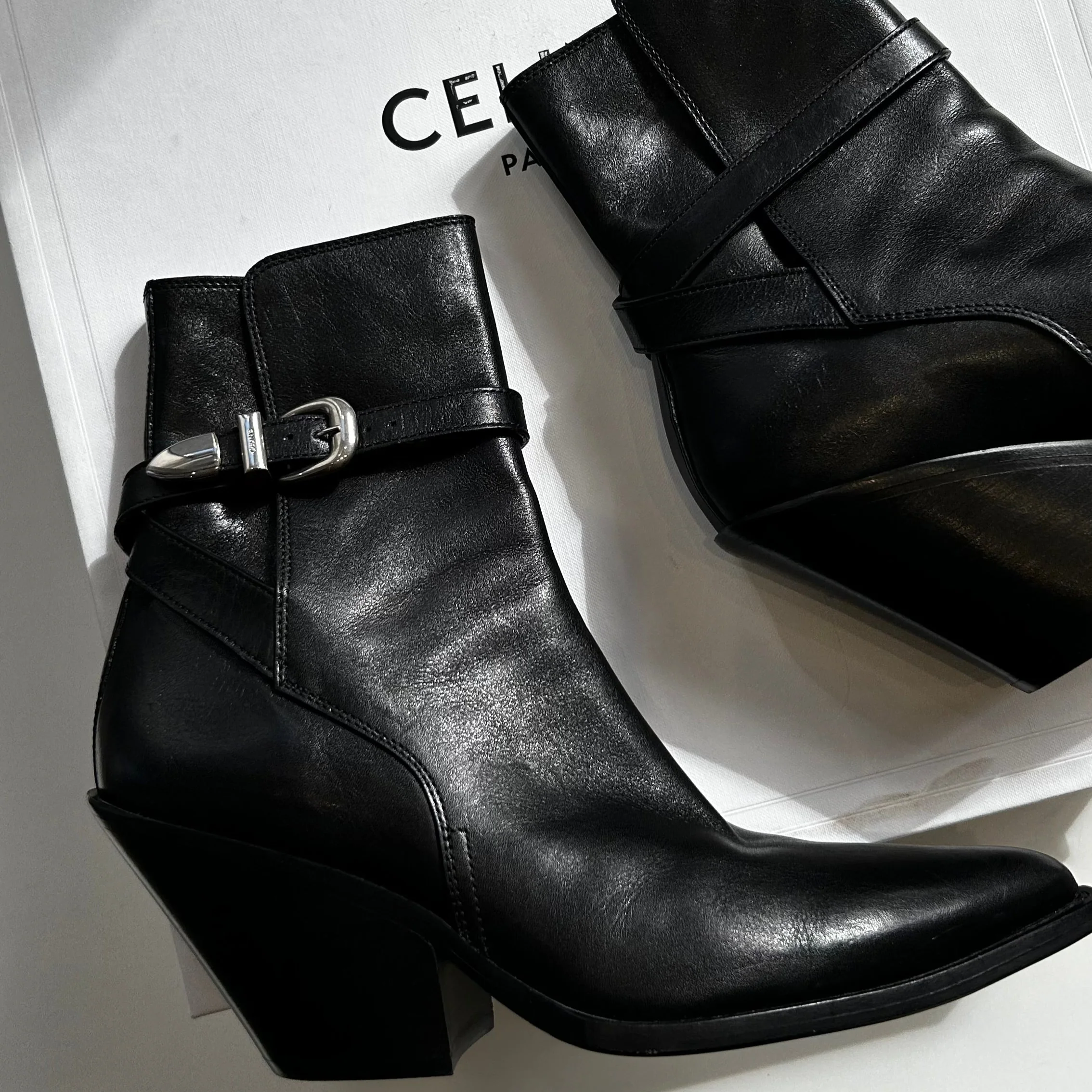 Celine Black Leather Jodphur Ankle Boot - Image 2