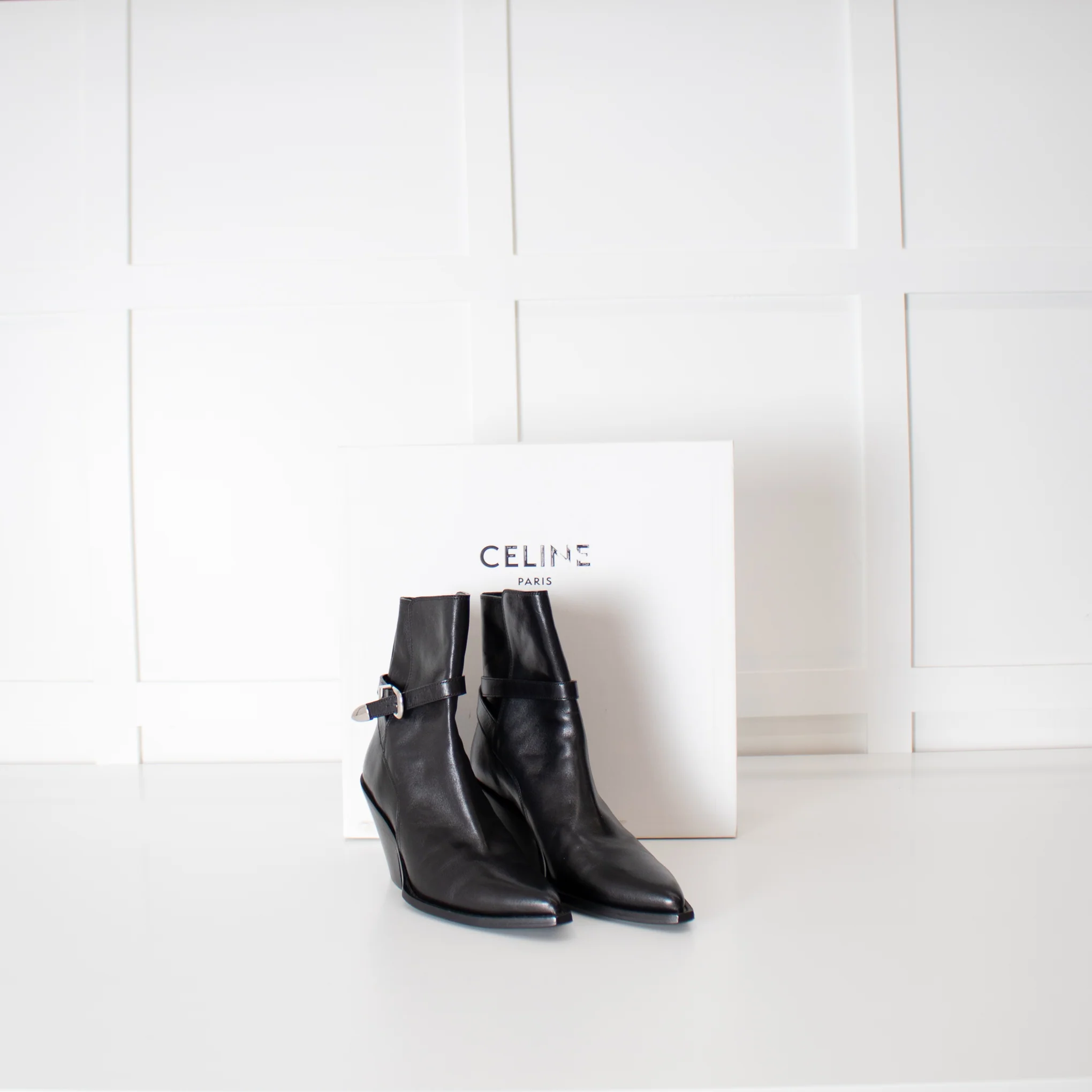 Celine Black Leather Jodphur Ankle Boot - Image 3