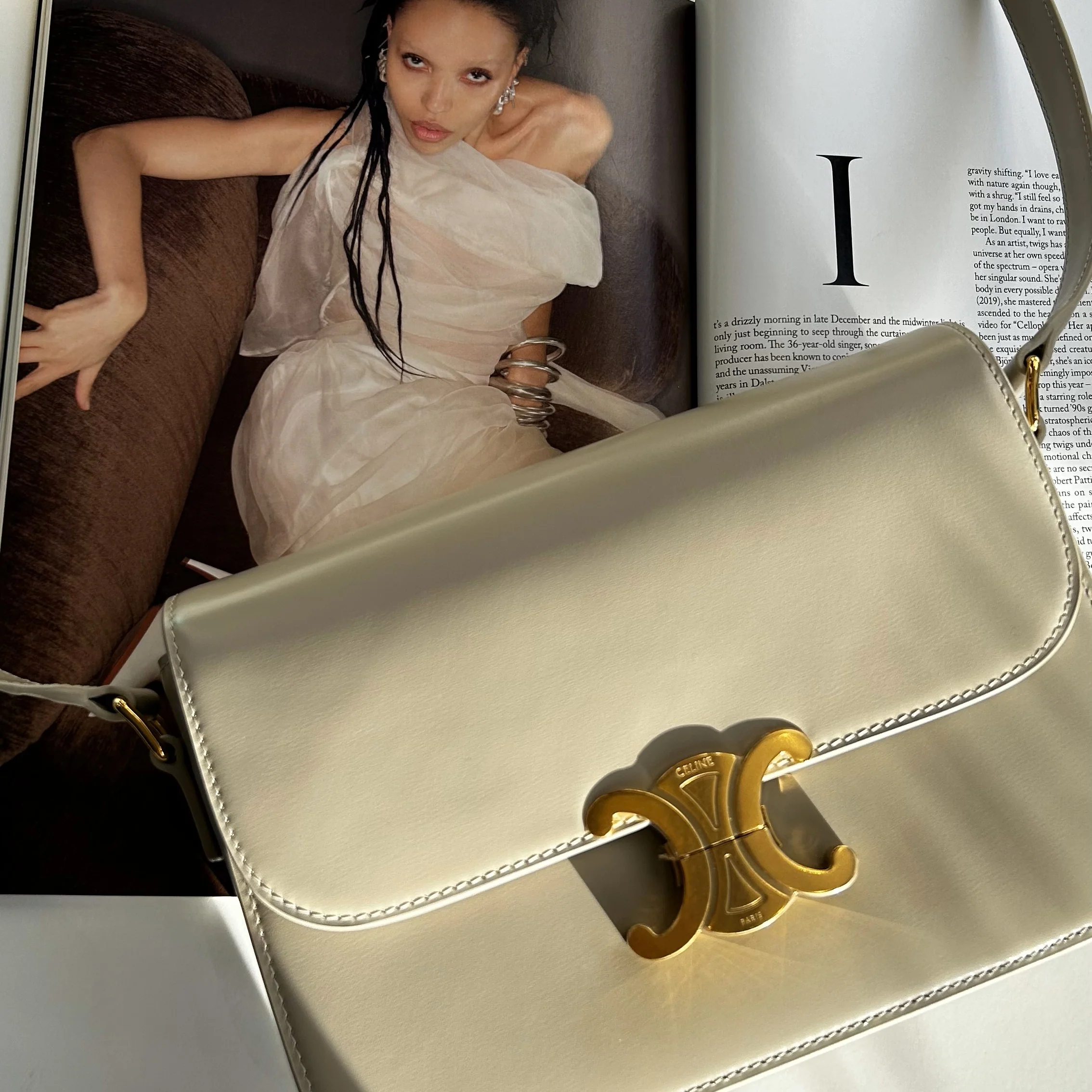 Celine Classique Triomphe Bag in Light Beige - Image 3