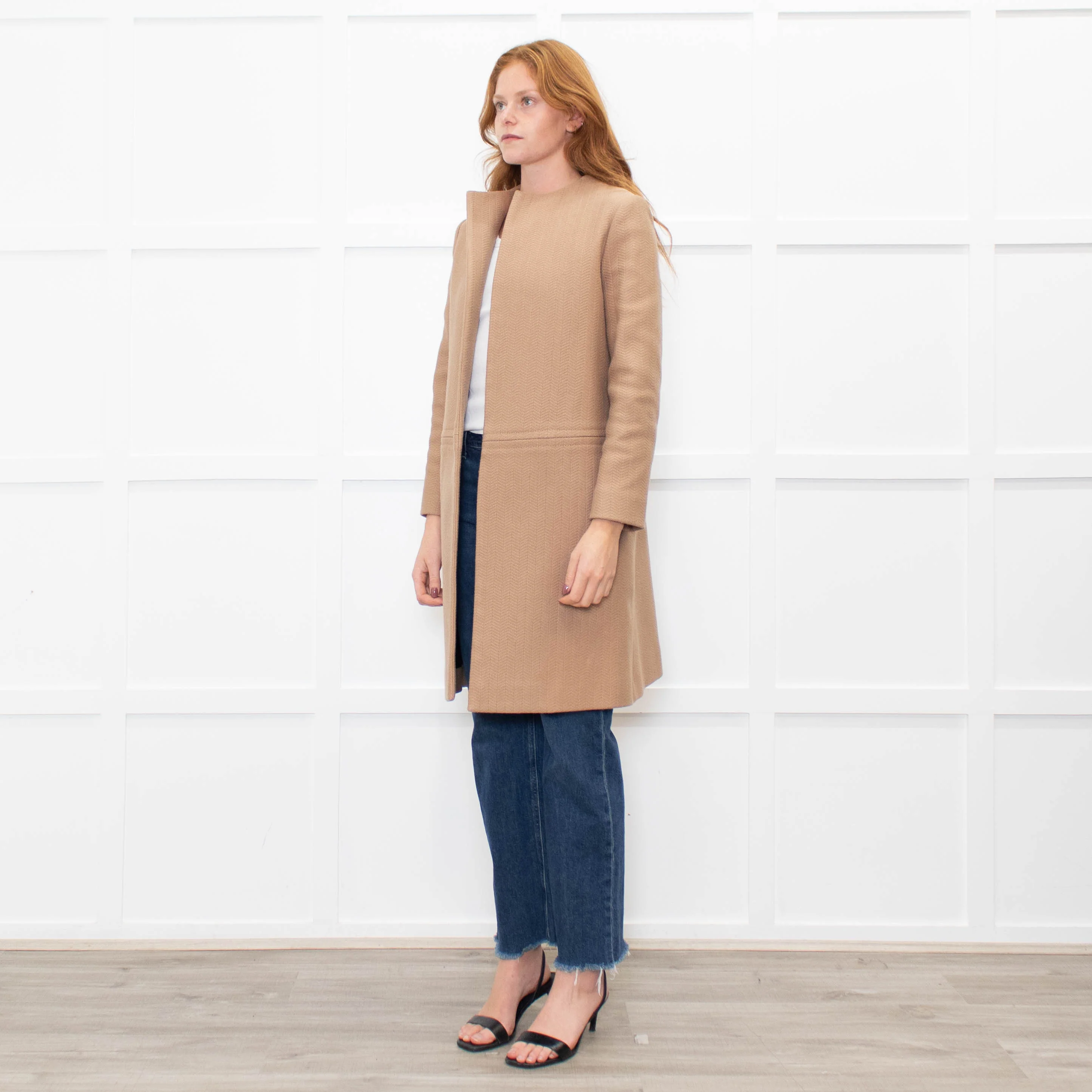 Celine Tan Wool Blend Edge To Edge Coat - Image 3