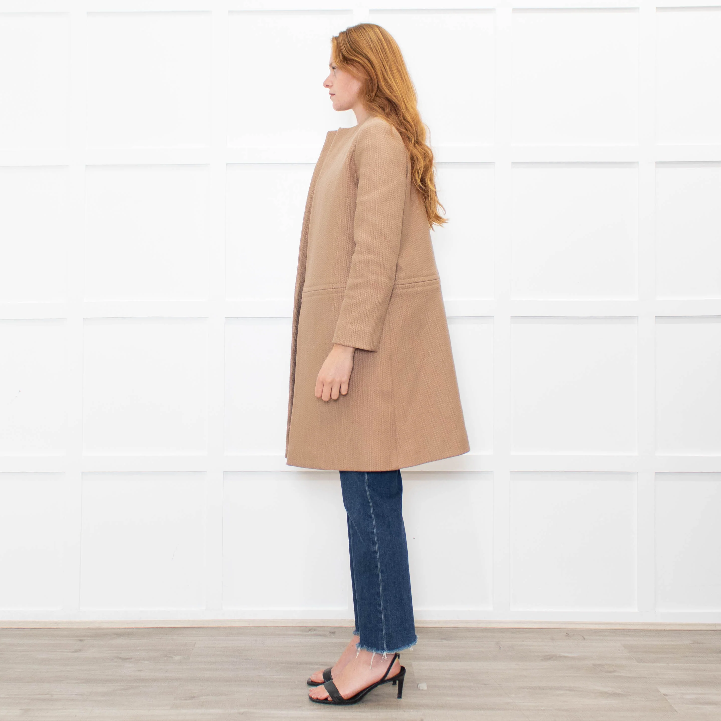 Celine Tan Wool Blend Edge To Edge Coat - Image 4