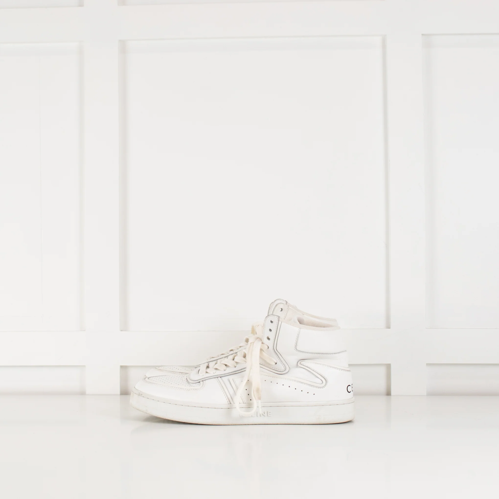Celine White "Z" Leather Ankle Trainers - Image 3