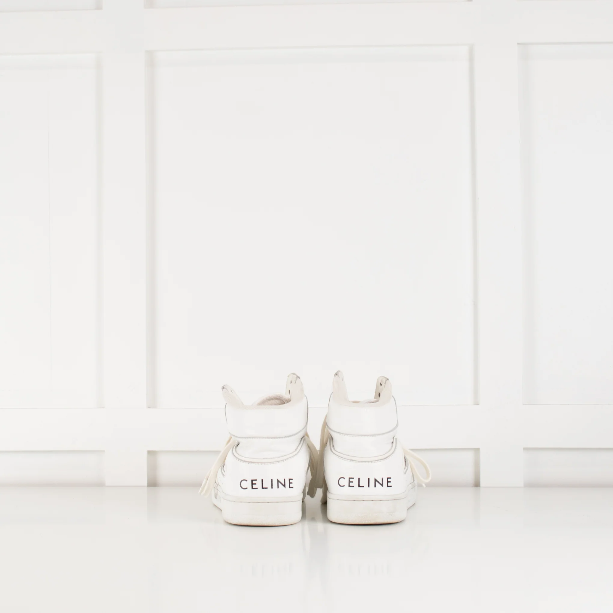 Celine White "Z" Leather Ankle Trainers - Image 4