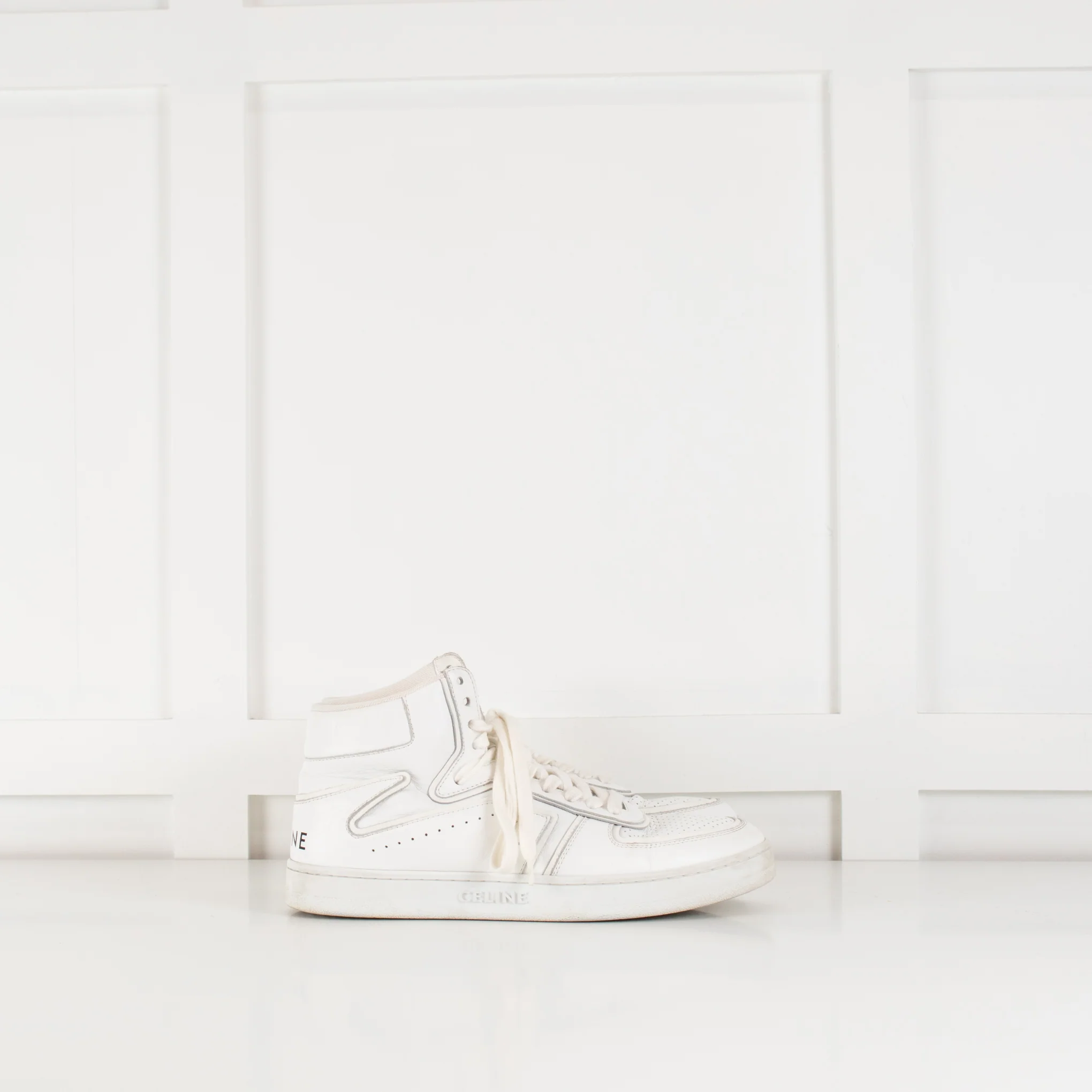 Celine White "Z" Leather Ankle Trainers - Image 5