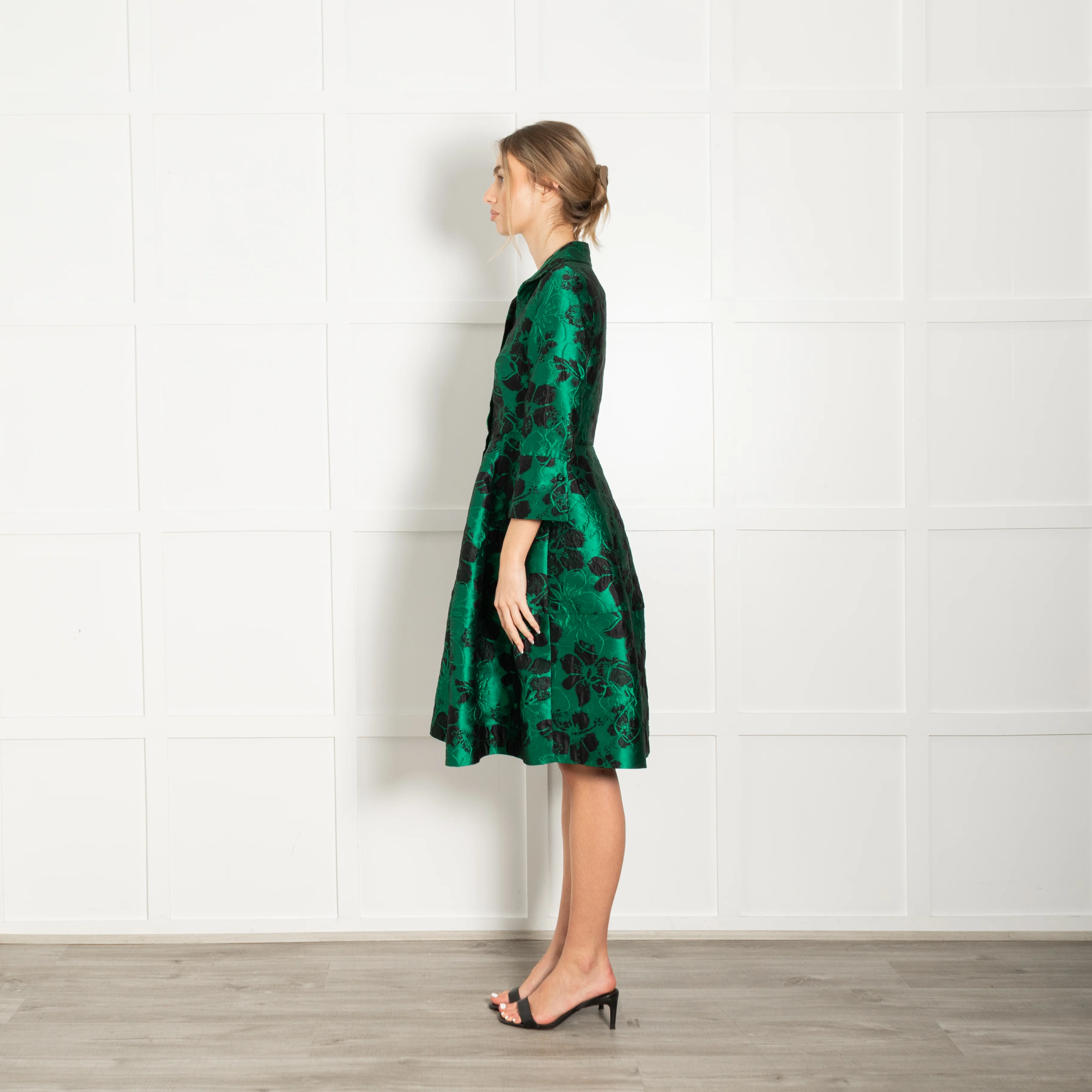 CH Carolina Herrera Jade Green Black Jacquard Dress - Image 4