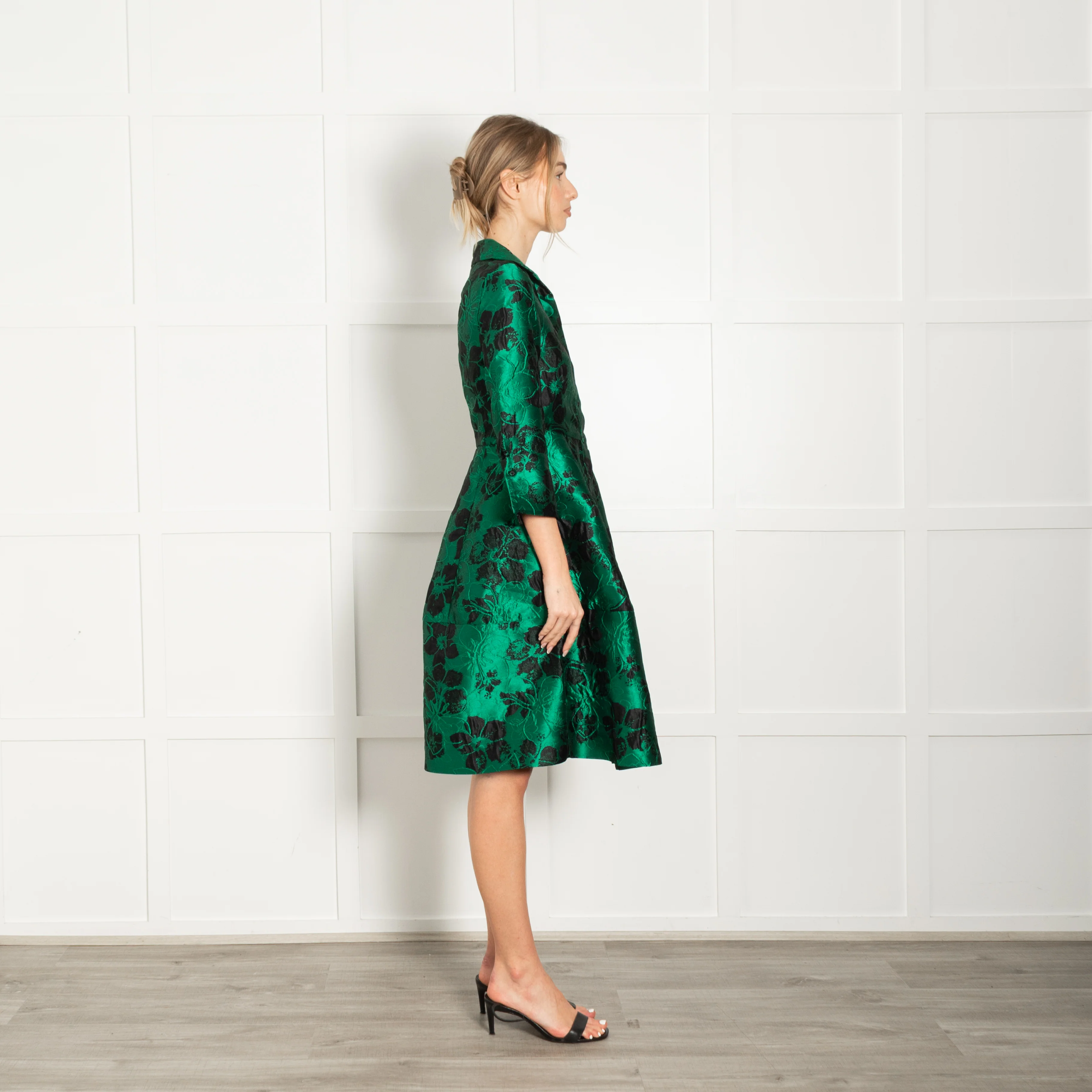 CH Carolina Herrera Jade Green Black Jacquard Dress - Image 6