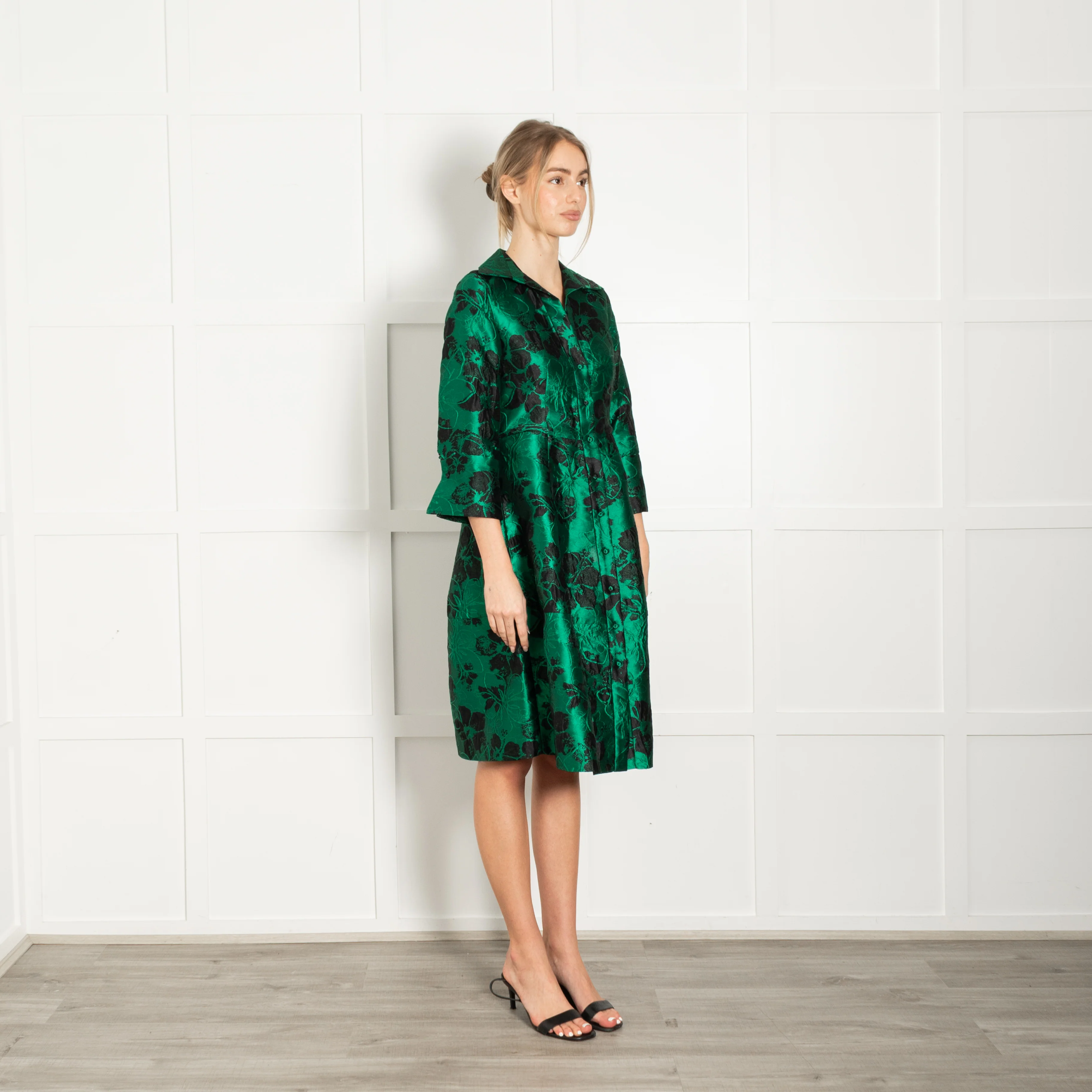 CH Carolina Herrera Jade Green Black Jacquard Dress - Image 7