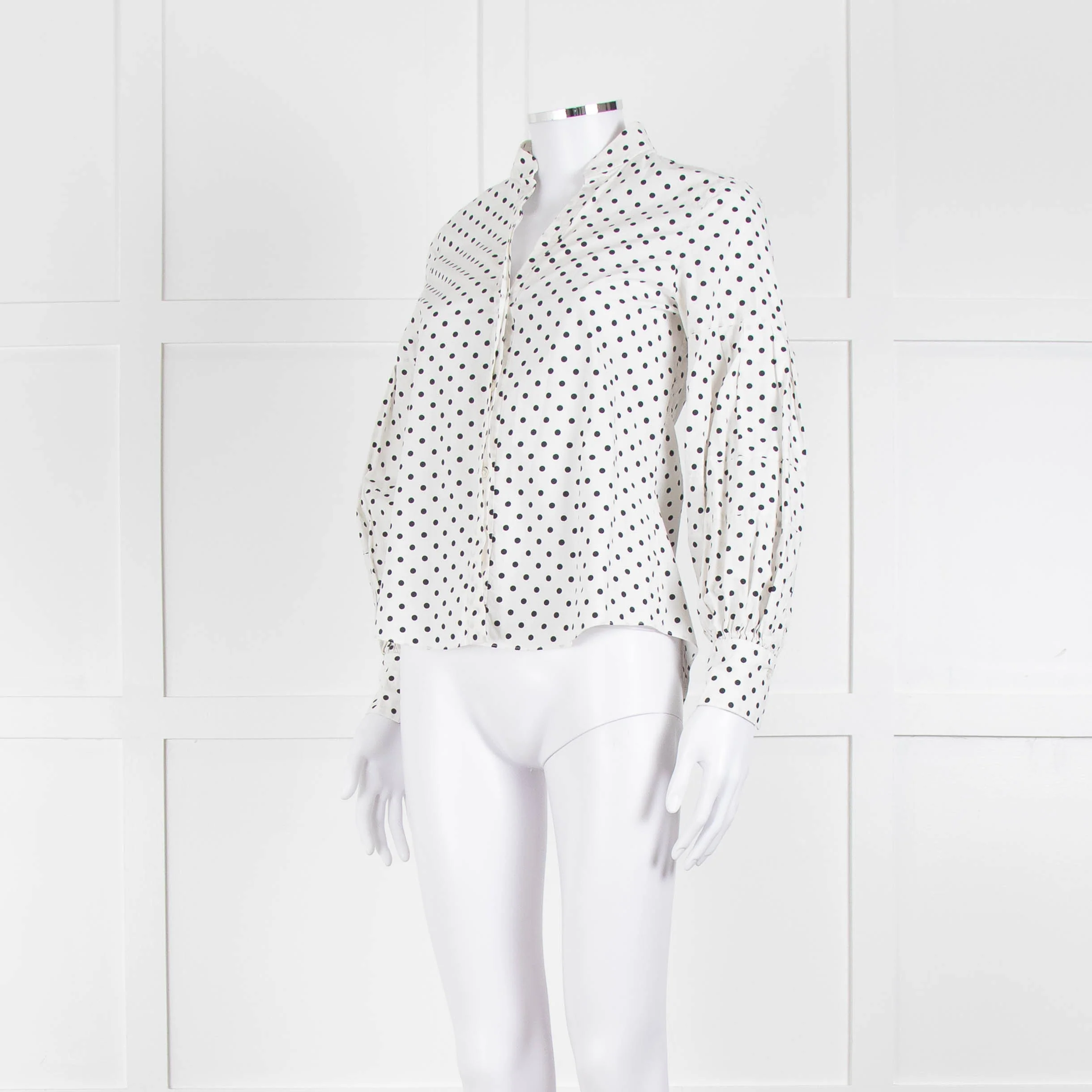 CH Carolina Herrera White Black Polka Dot Cotton Shirt - Image 8