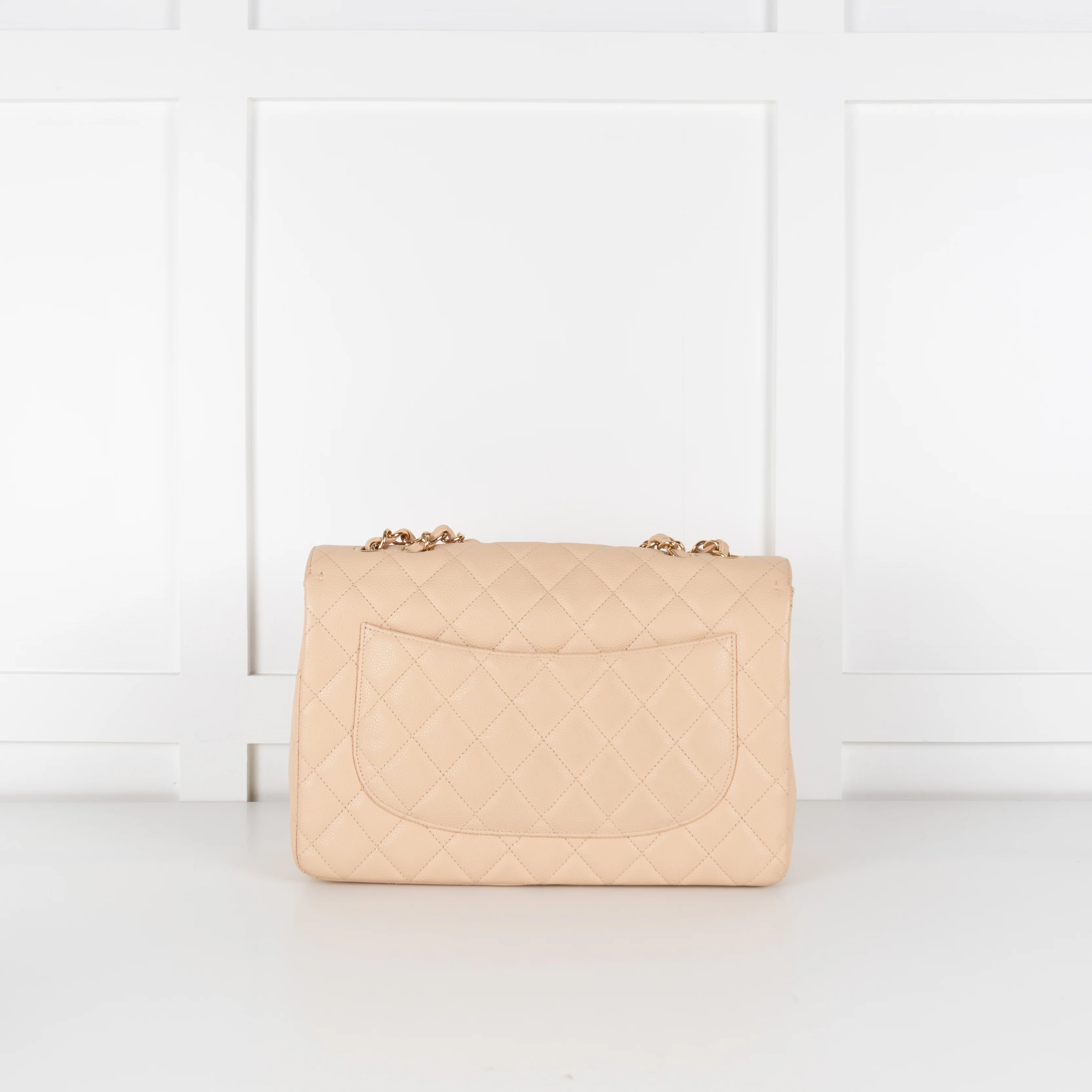 Chanel Beige Jumbo Single Flap Caviar Bag - Image 10