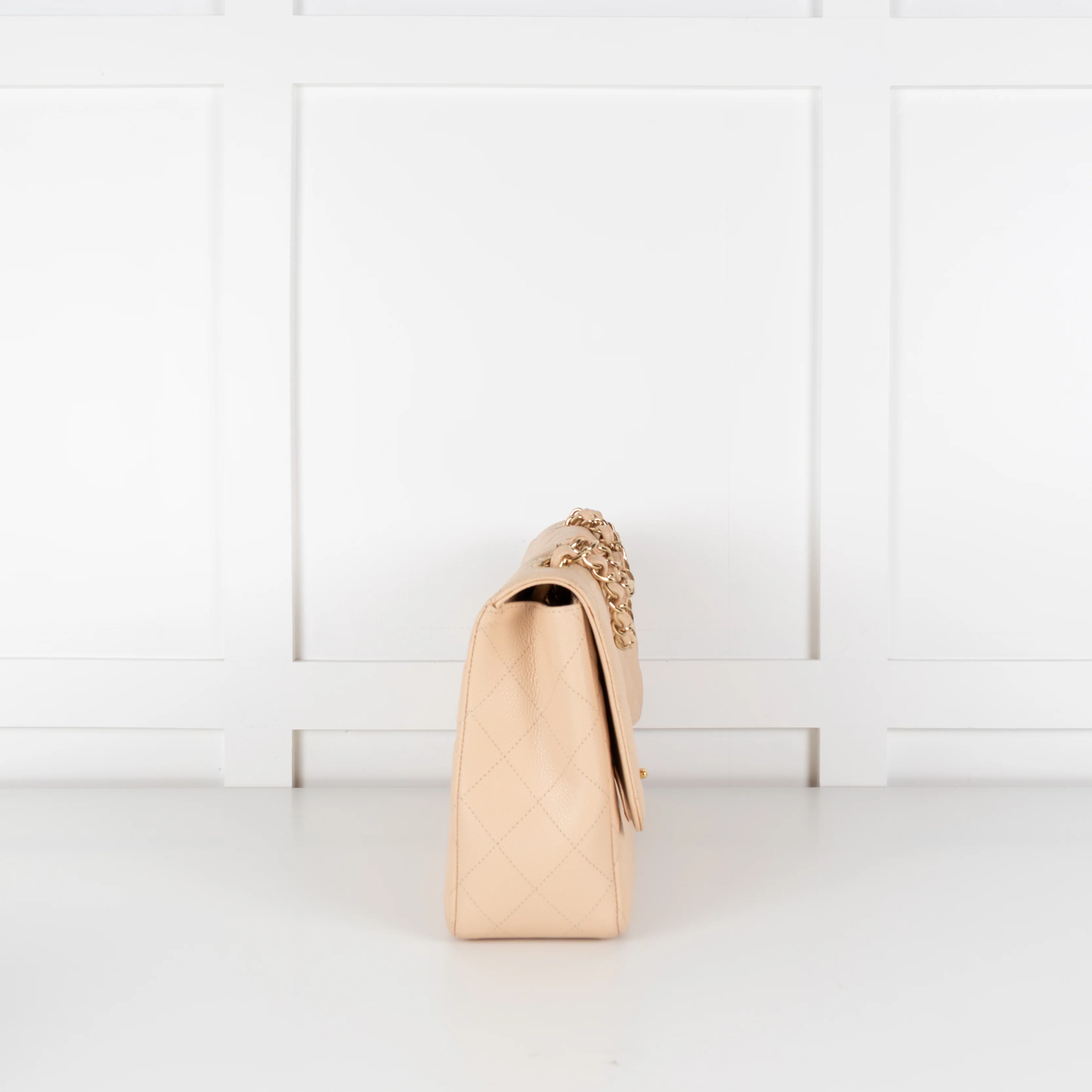 Chanel Beige Jumbo Single Flap Caviar Bag - Image 8