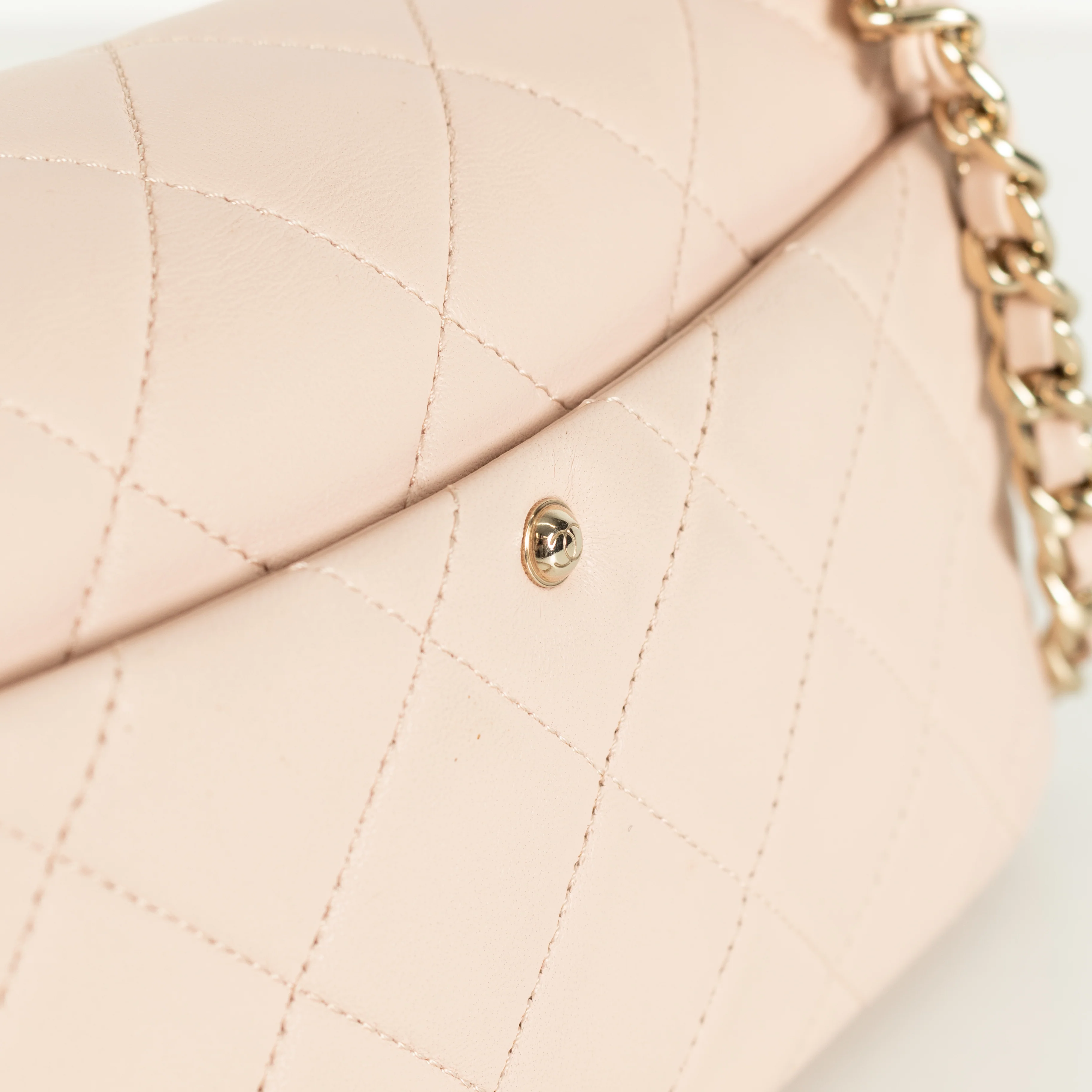 Chanel Beige Pink Leather Bi-Colour Chain Flap Bag - Image 14