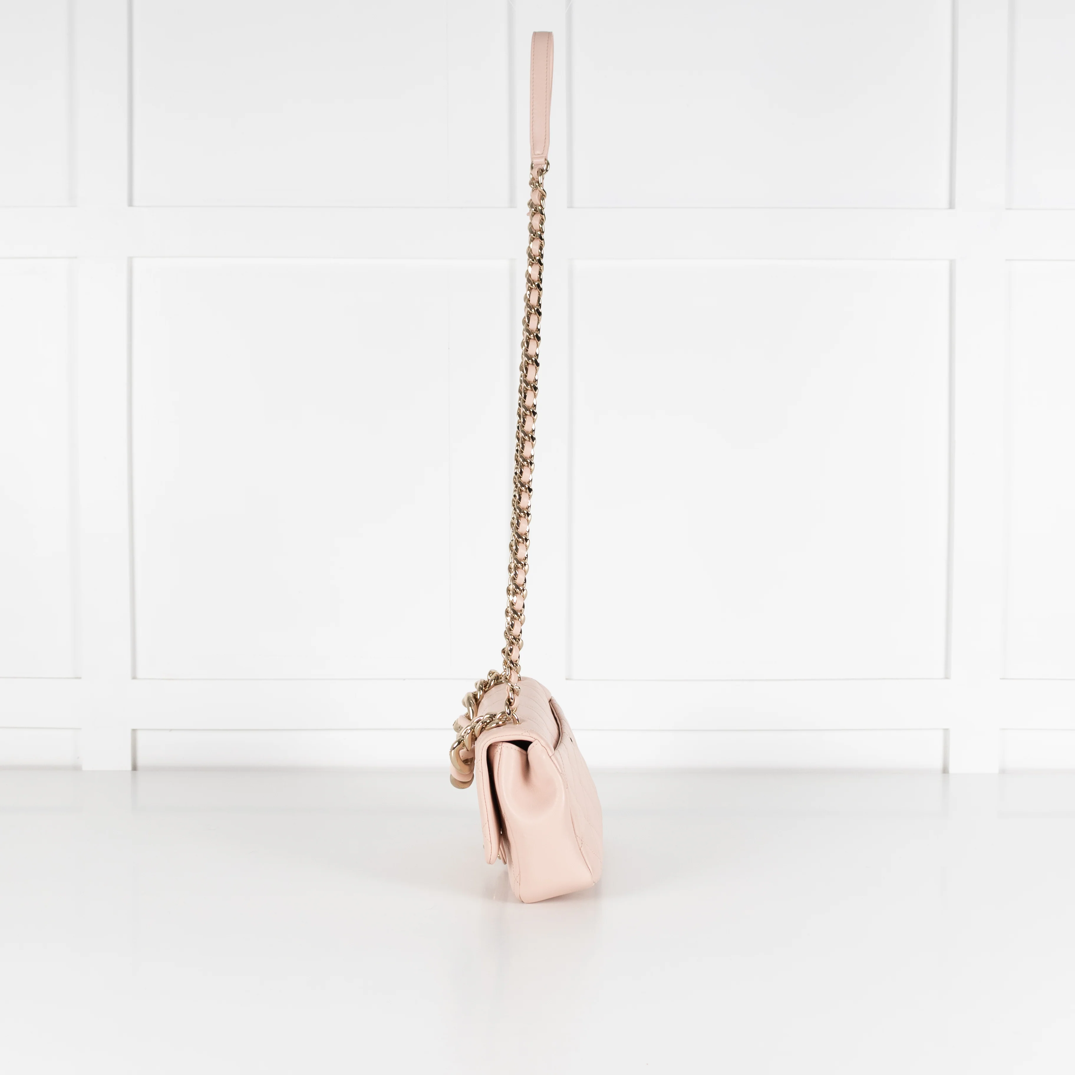Chanel Beige Pink Leather Bi-Colour Chain Flap Bag - Image 3