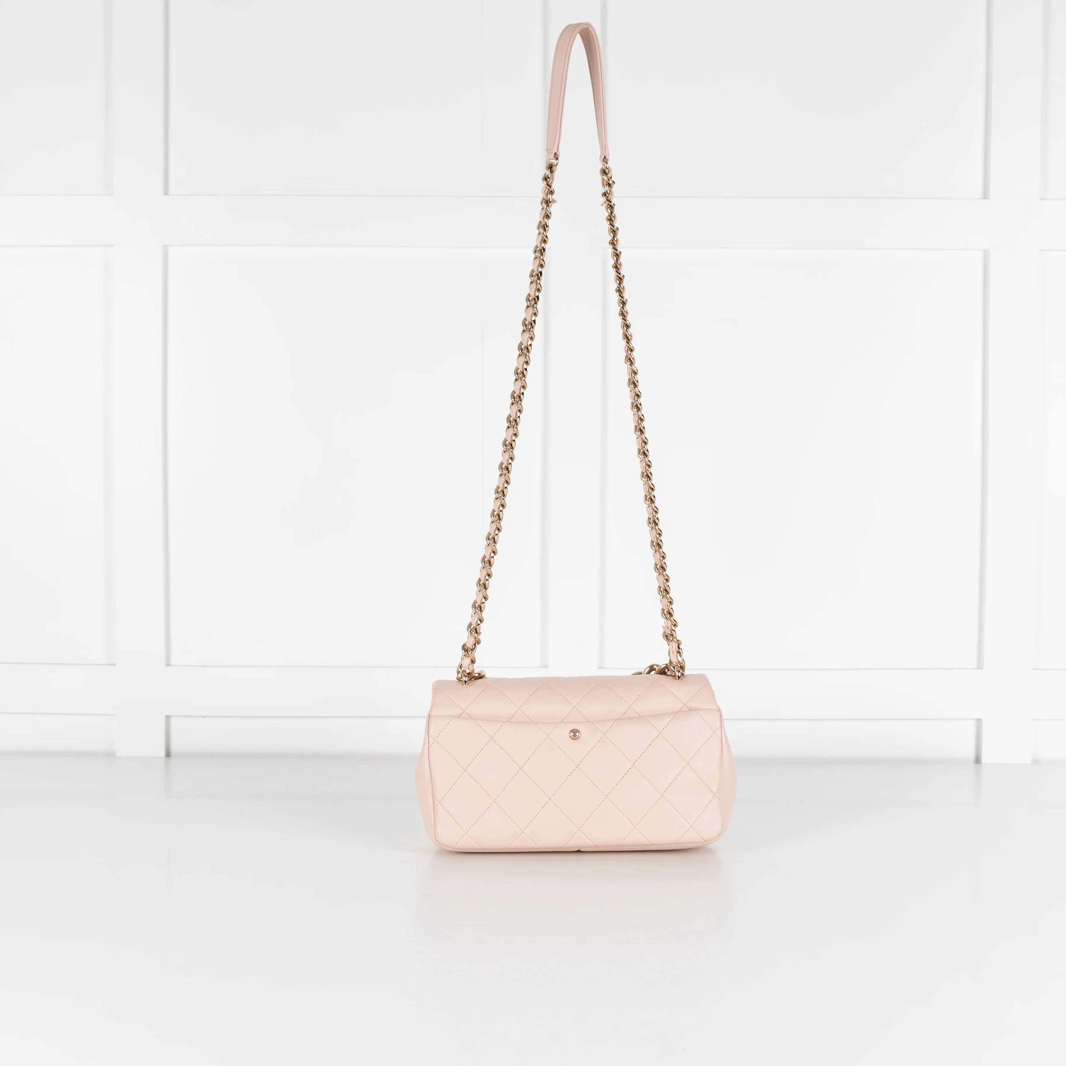 Chanel Beige Pink Leather Bi-Colour Chain Flap Bag - Image 5