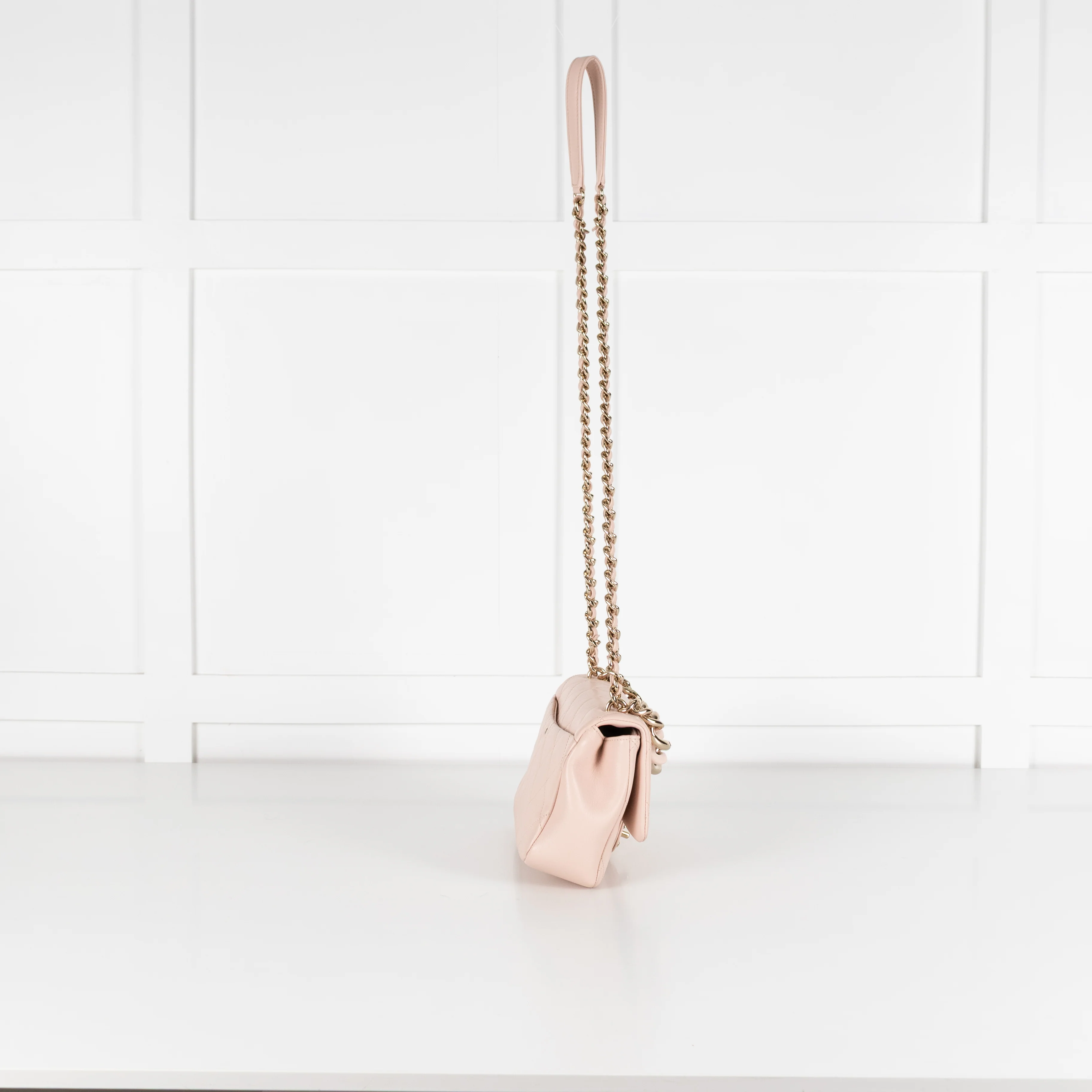 Chanel Beige Pink Leather Bi-Colour Chain Flap Bag - Image 7