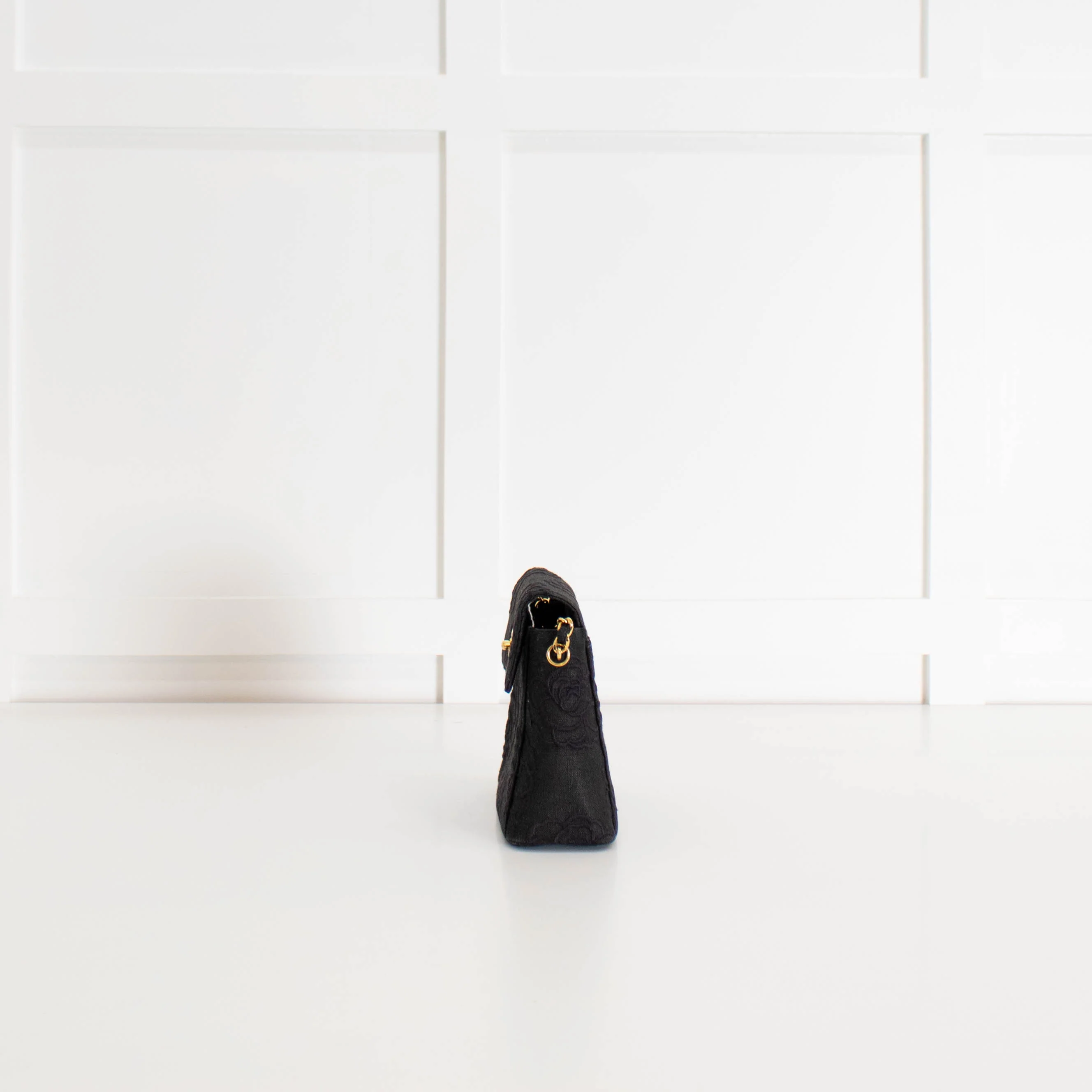 Chanel Black Canvas Camellia Bucket Bag - Image 9