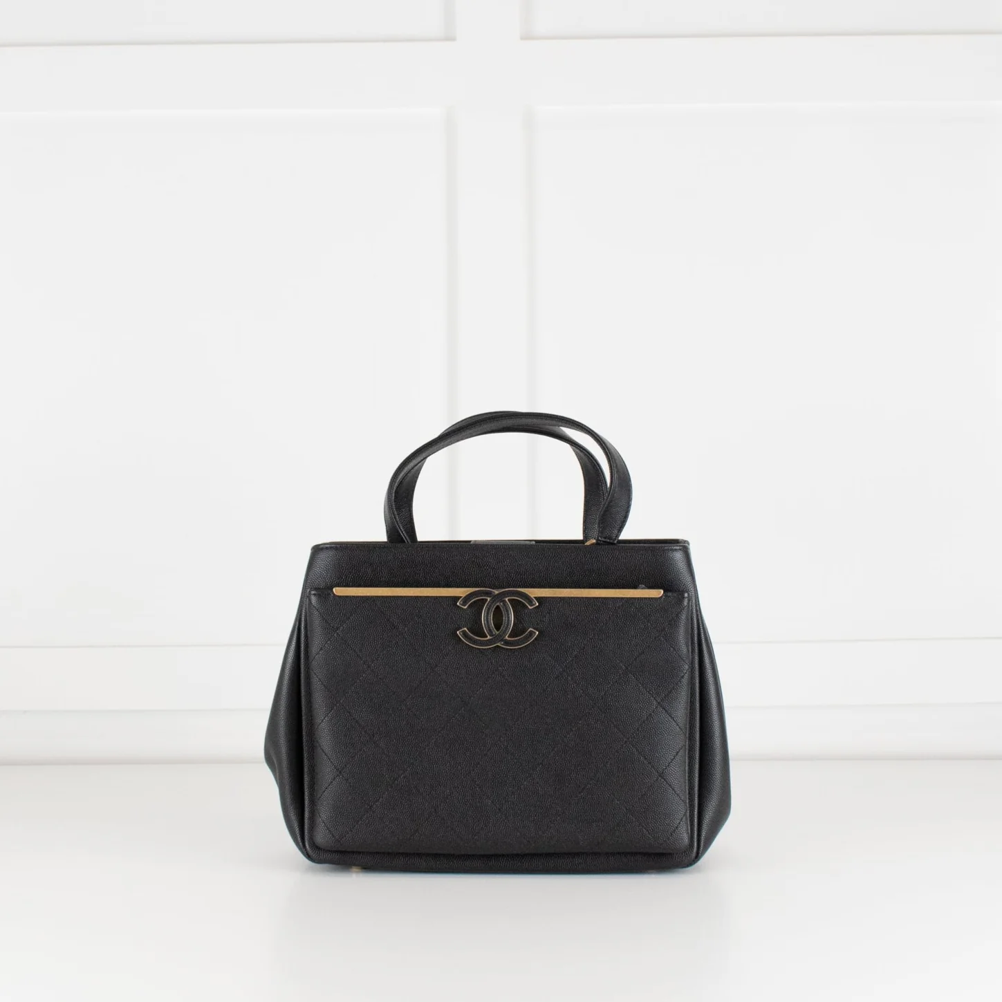 Chanel Black Caviar Leather Framed Business Affinity Tote Bag