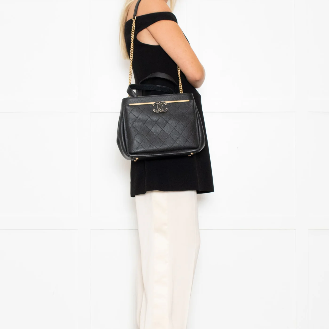 Chanel Black Caviar Leather Framed Business Affinity Tote Bag - Image 8