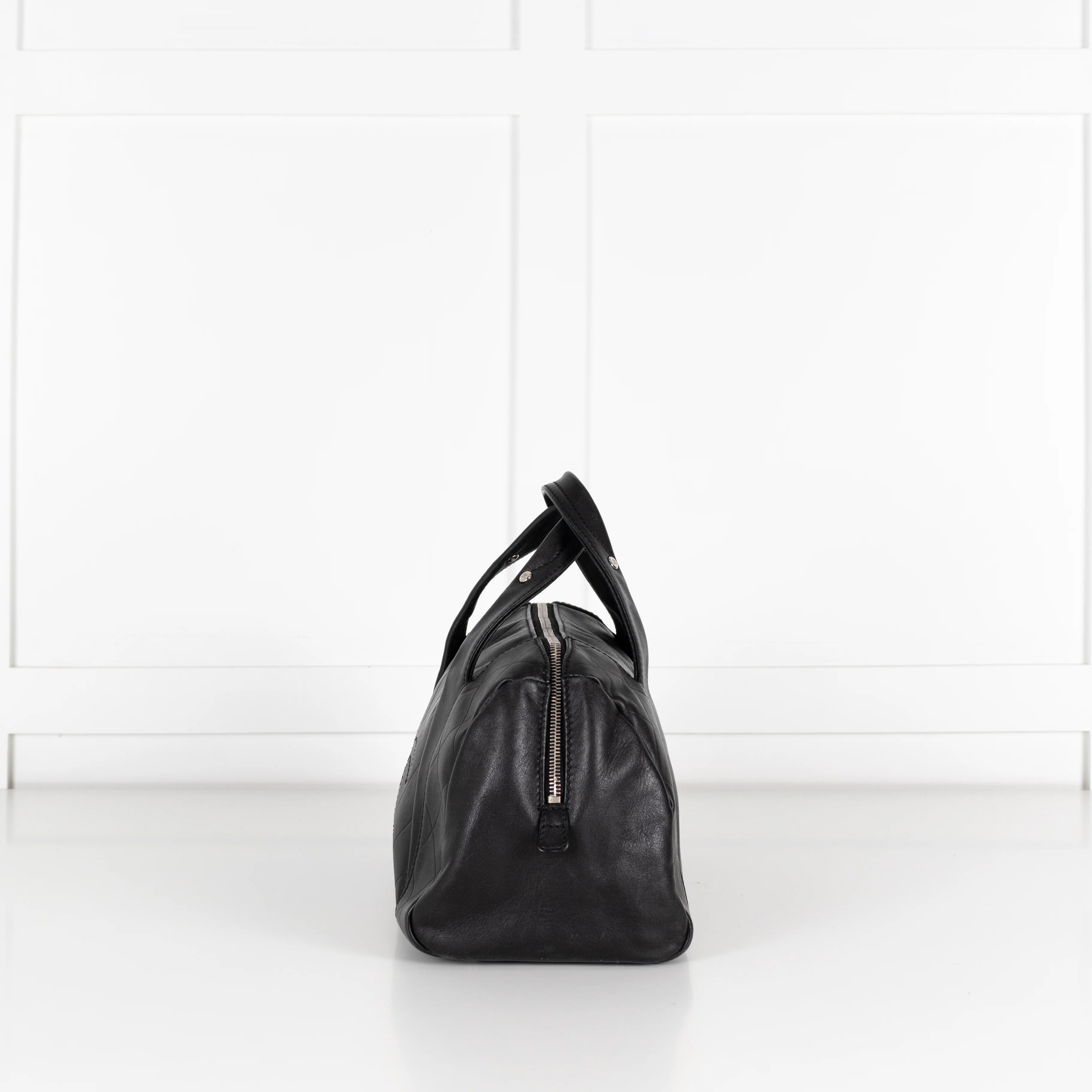 Chanel Black CC Chevron Quilted Lambskin Boston Bag - Image 3