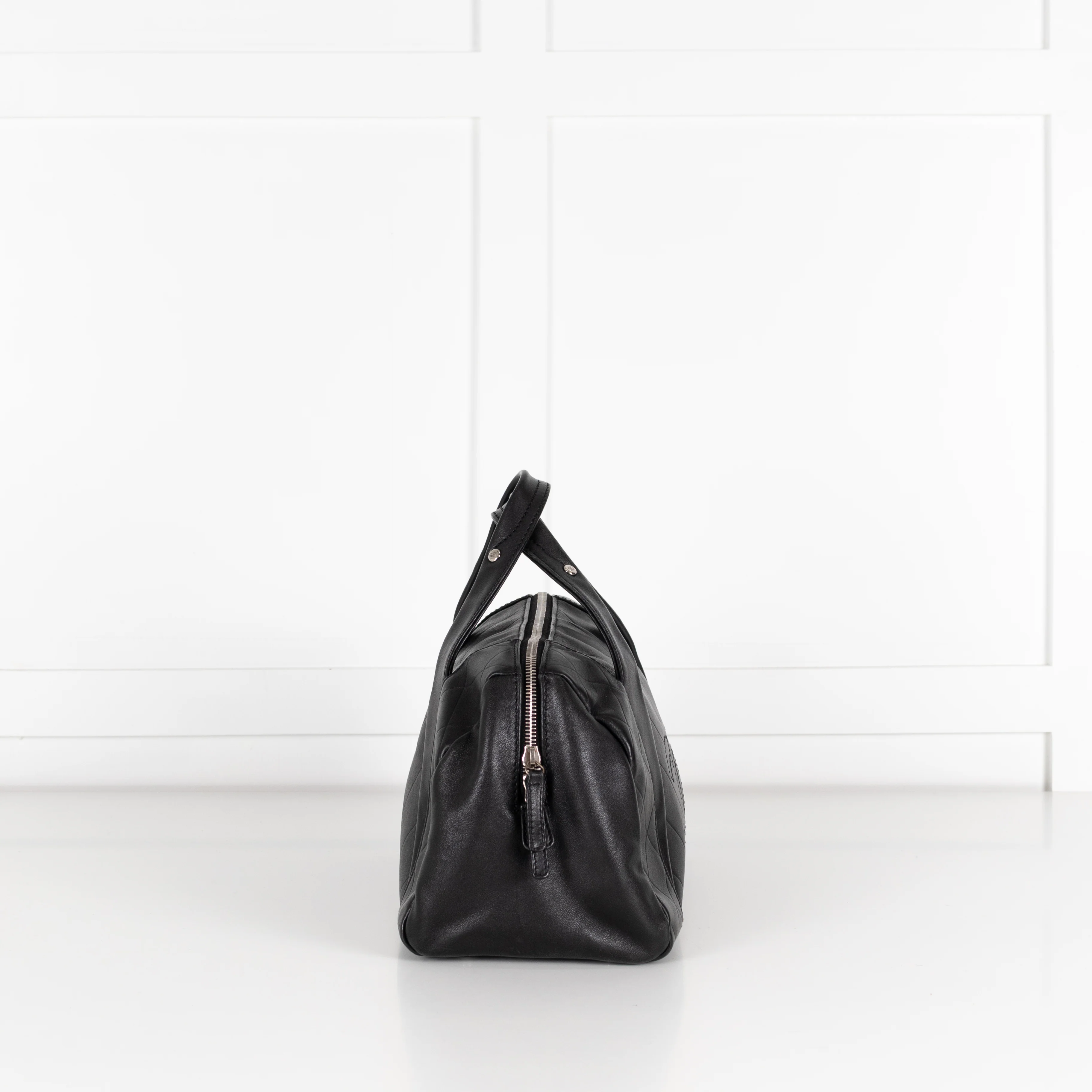 Chanel Black CC Chevron Quilted Lambskin Boston Bag - Image 7
