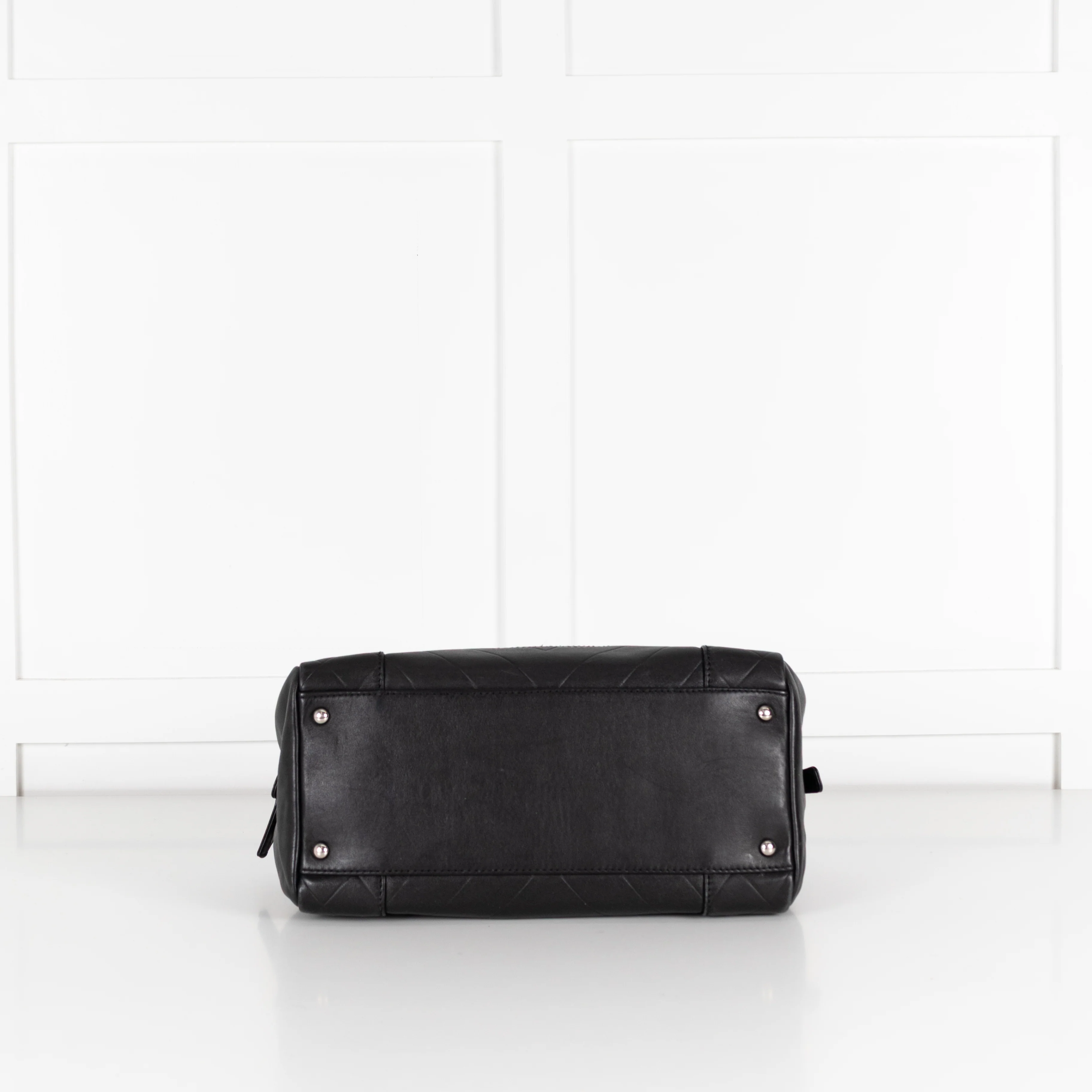 Chanel Black CC Chevron Quilted Lambskin Boston Bag - Image 9