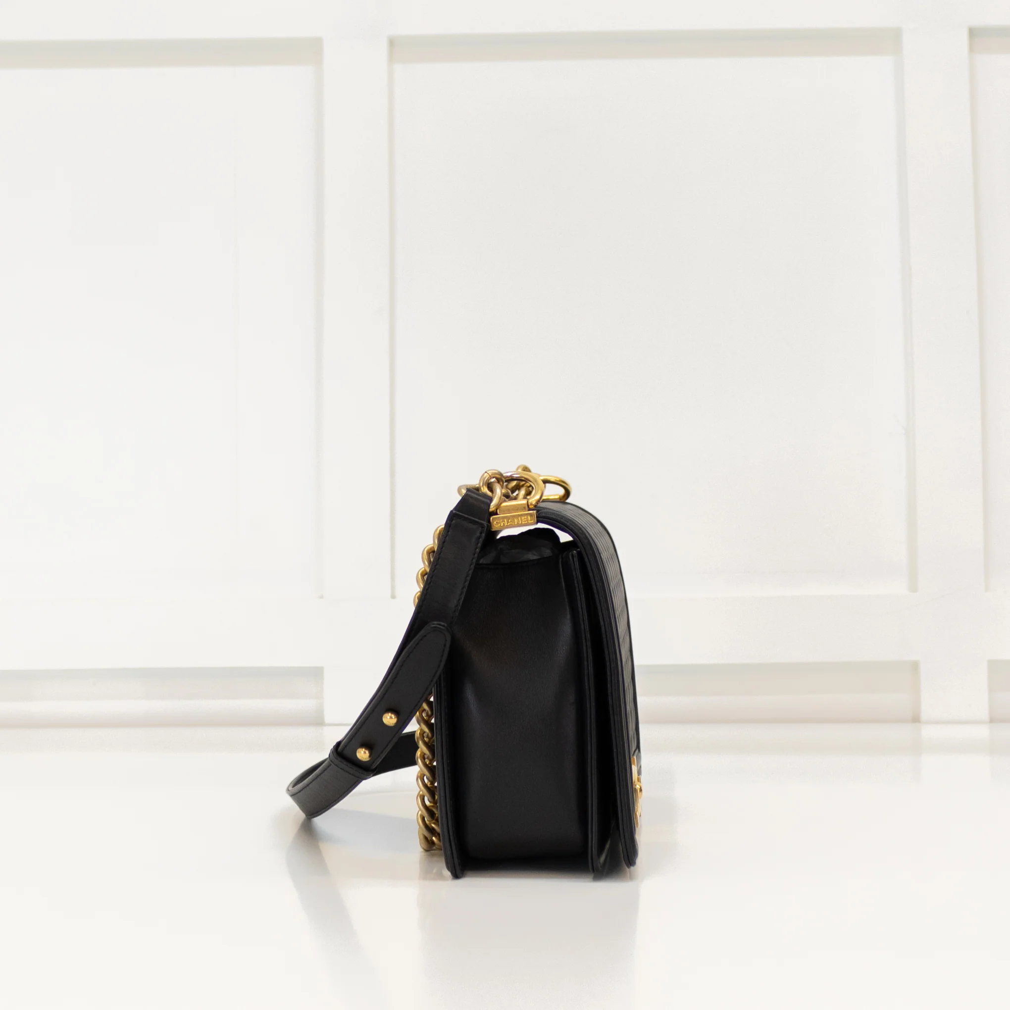 Chanel Black Lambskin Large Quilted Boy Bag with Gold Hardware - Image 5