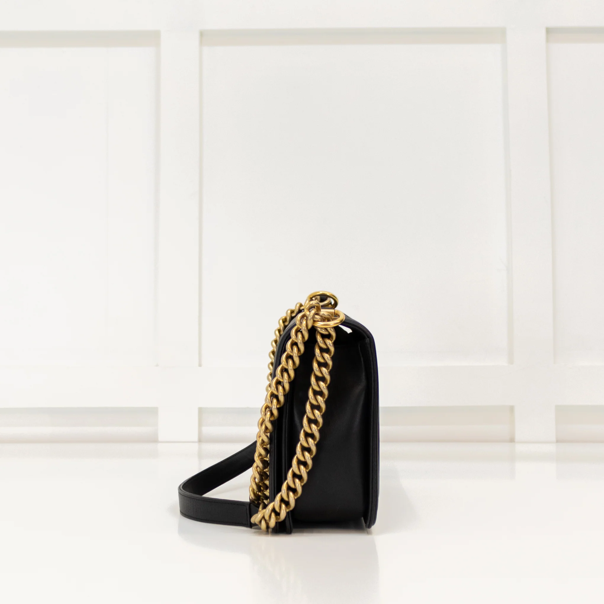 Chanel Black Lambskin Large Quilted Boy Bag with Gold Hardware - Image 7