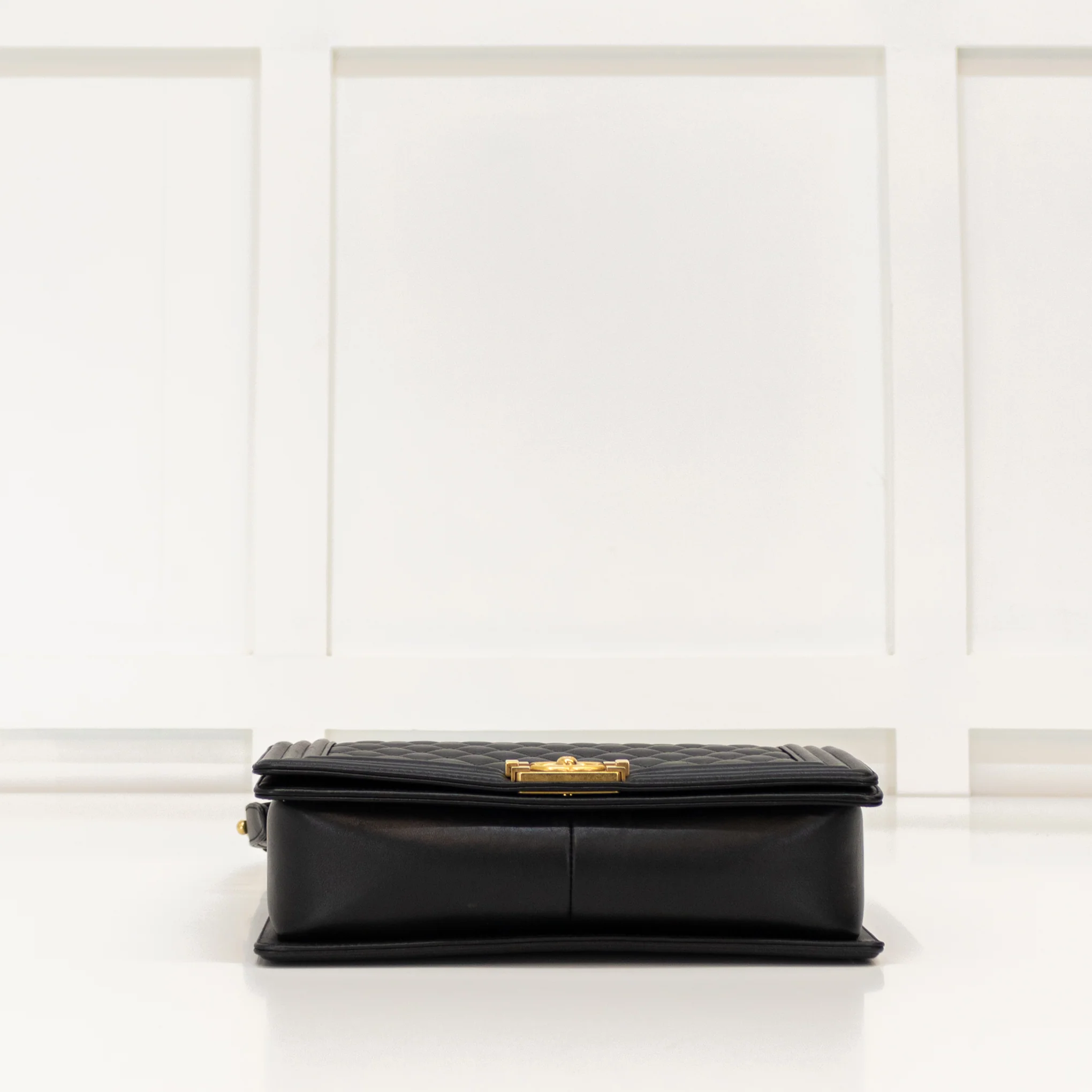 Chanel Black Lambskin Large Quilted Boy Bag with Gold Hardware - Image 8