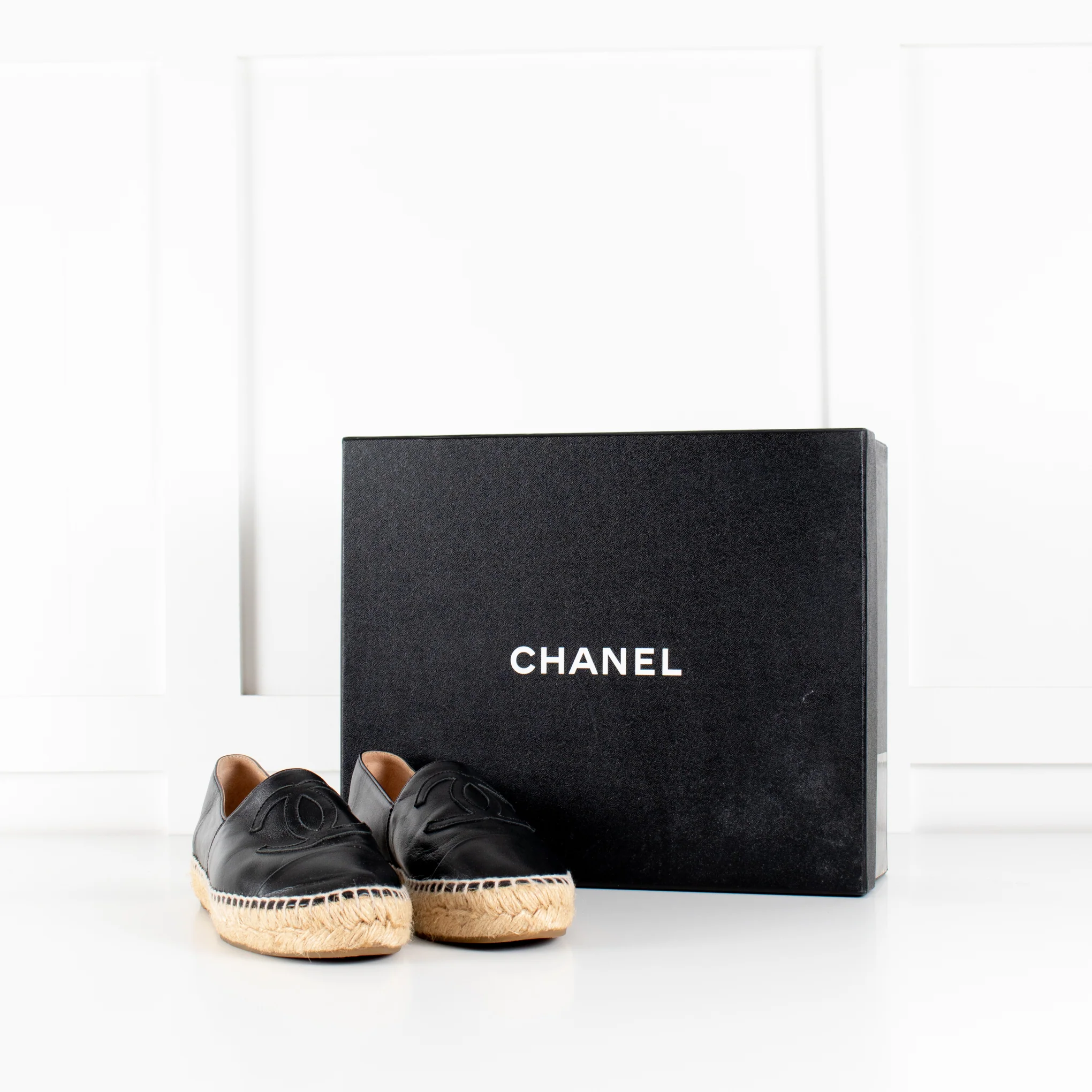 Chanel Black Lambskin Leather Espadrilles - Image 3